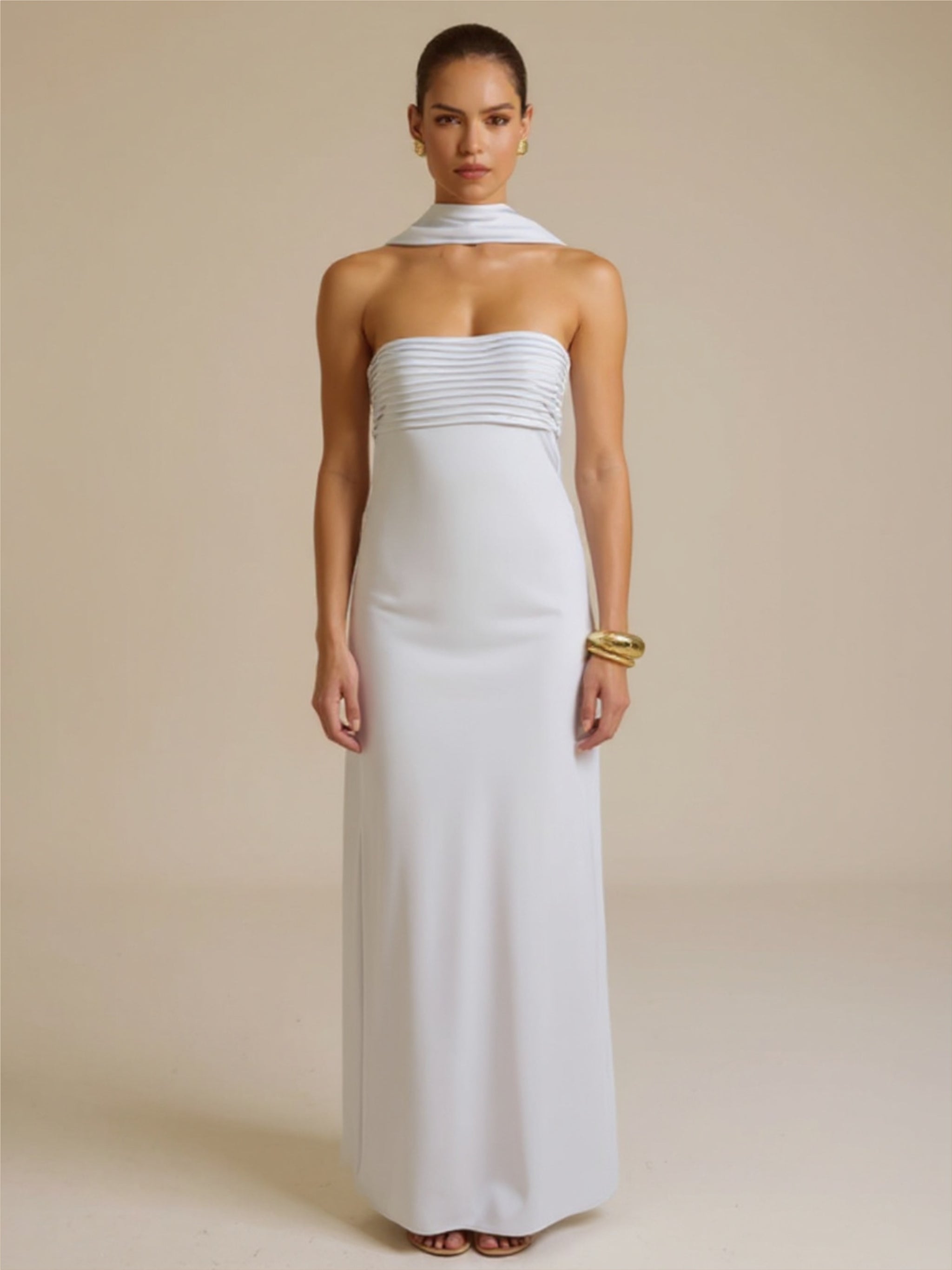 Satin Lace-Up Tube Dress