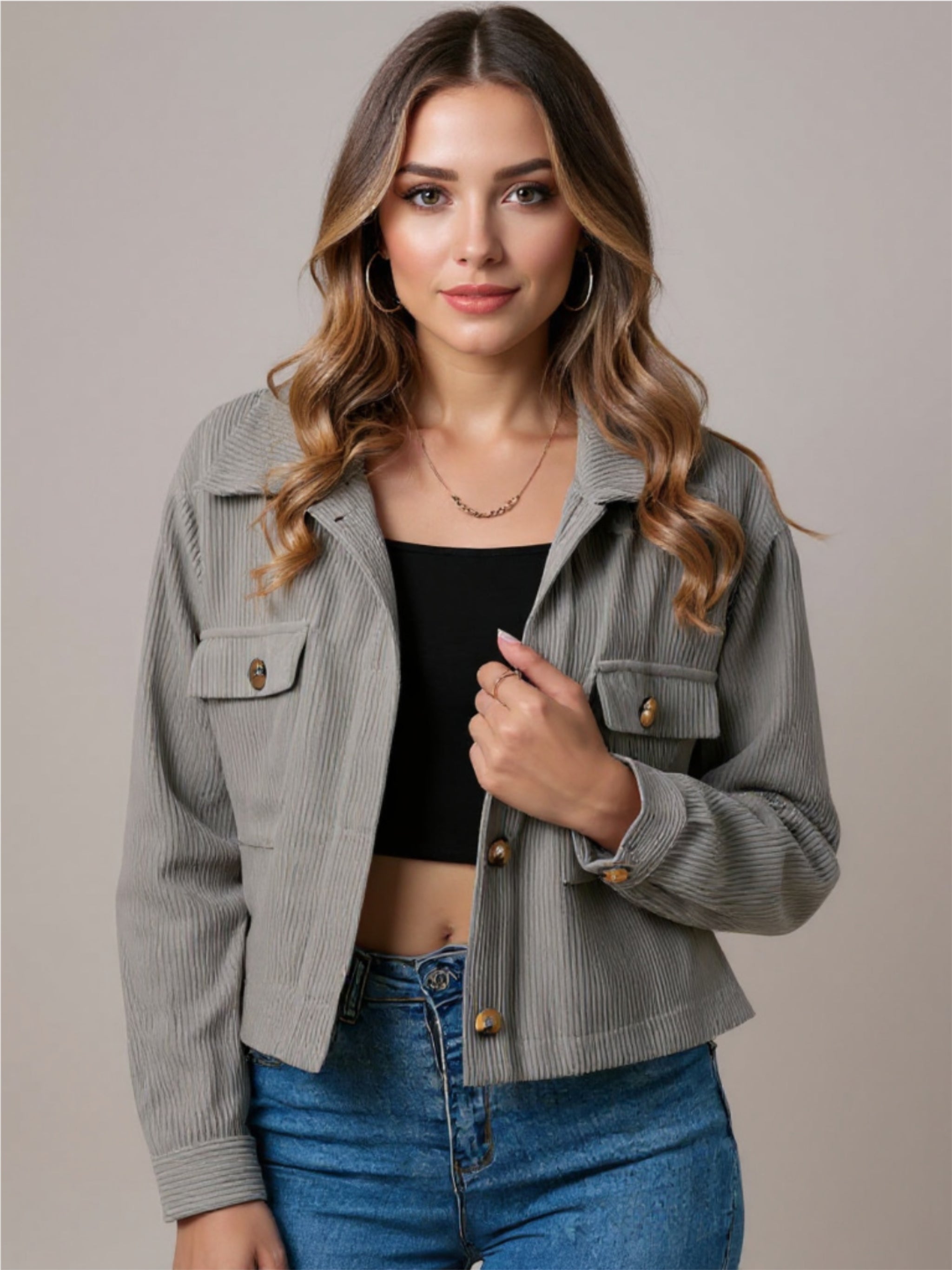 Corduroy Button Up Jacket