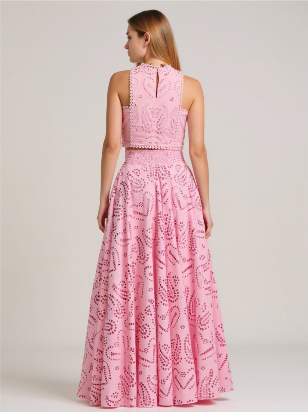 Eyelet Lace Top & Maxi Skirt Set