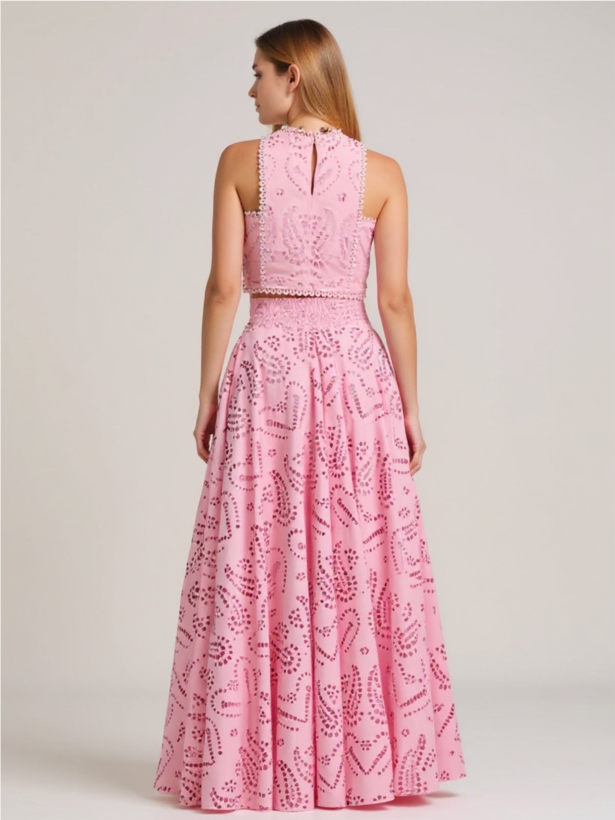 Eyelet Lace Top & Maxi Skirt Set