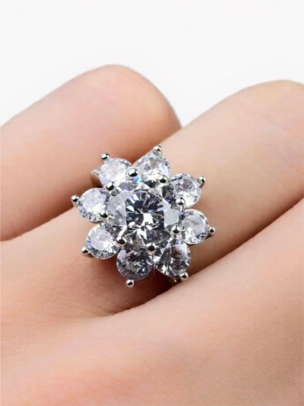 1 Carat Moissanite Flower 925 Sterling Silver Ring