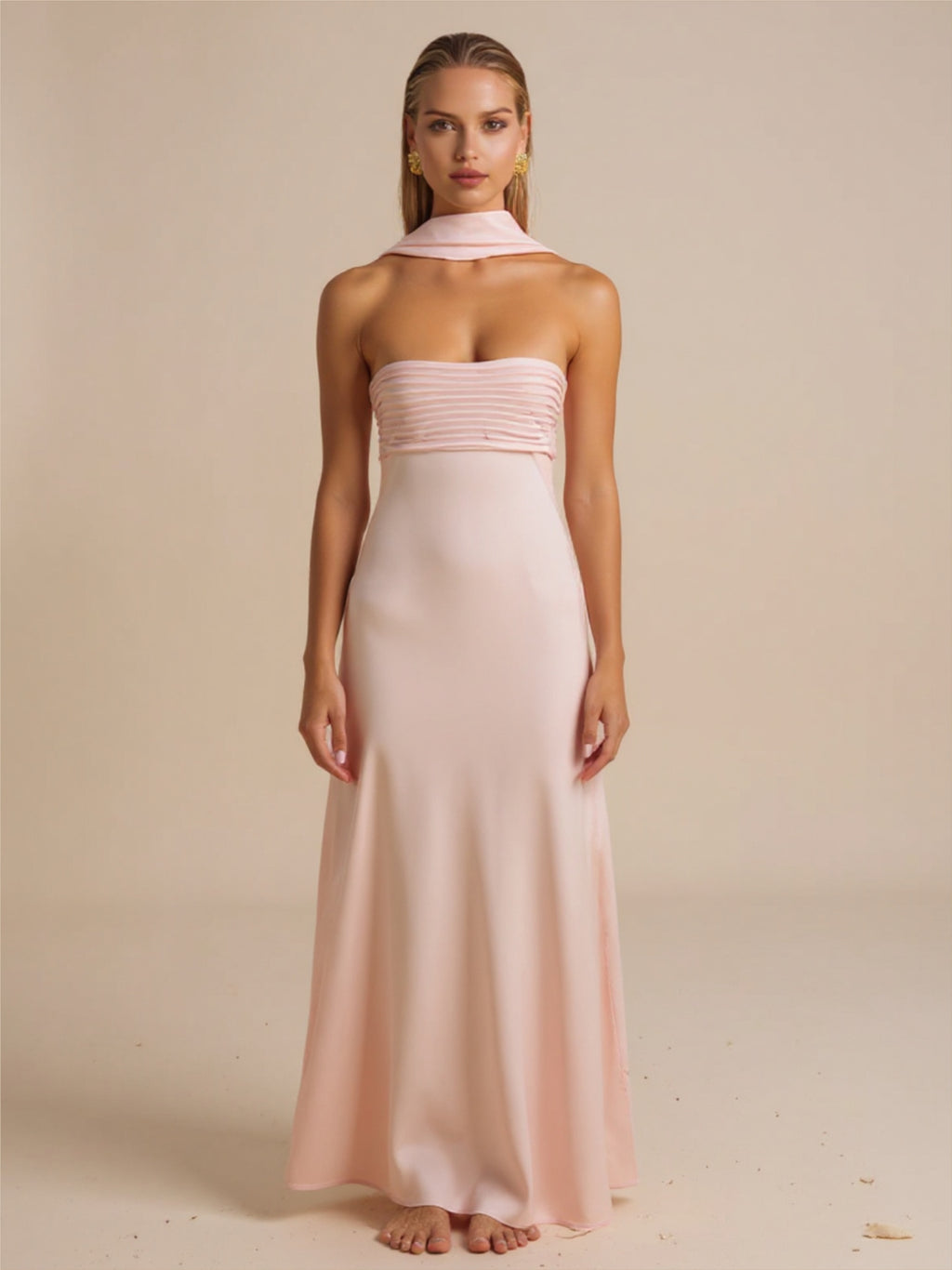 Satin Lace-Up Tube Dress