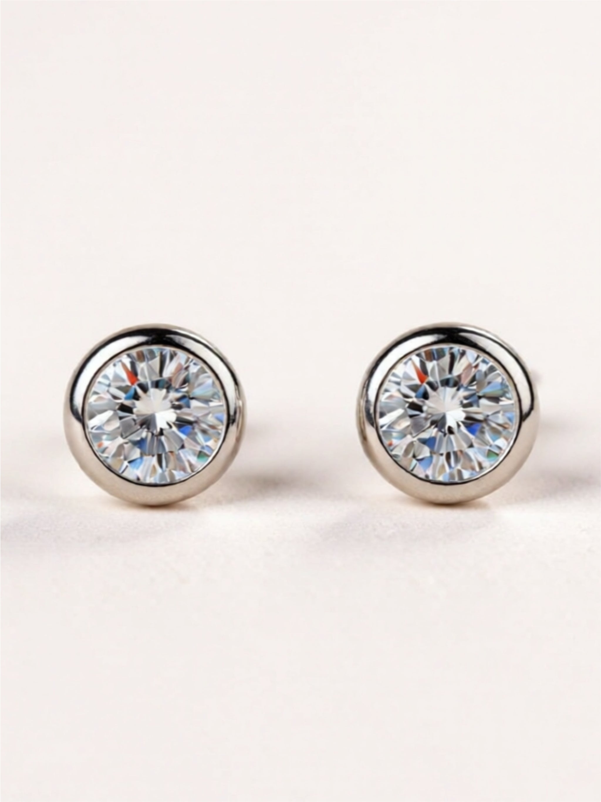 Moissanite Round Stud Earrings 925 Sterling Silver