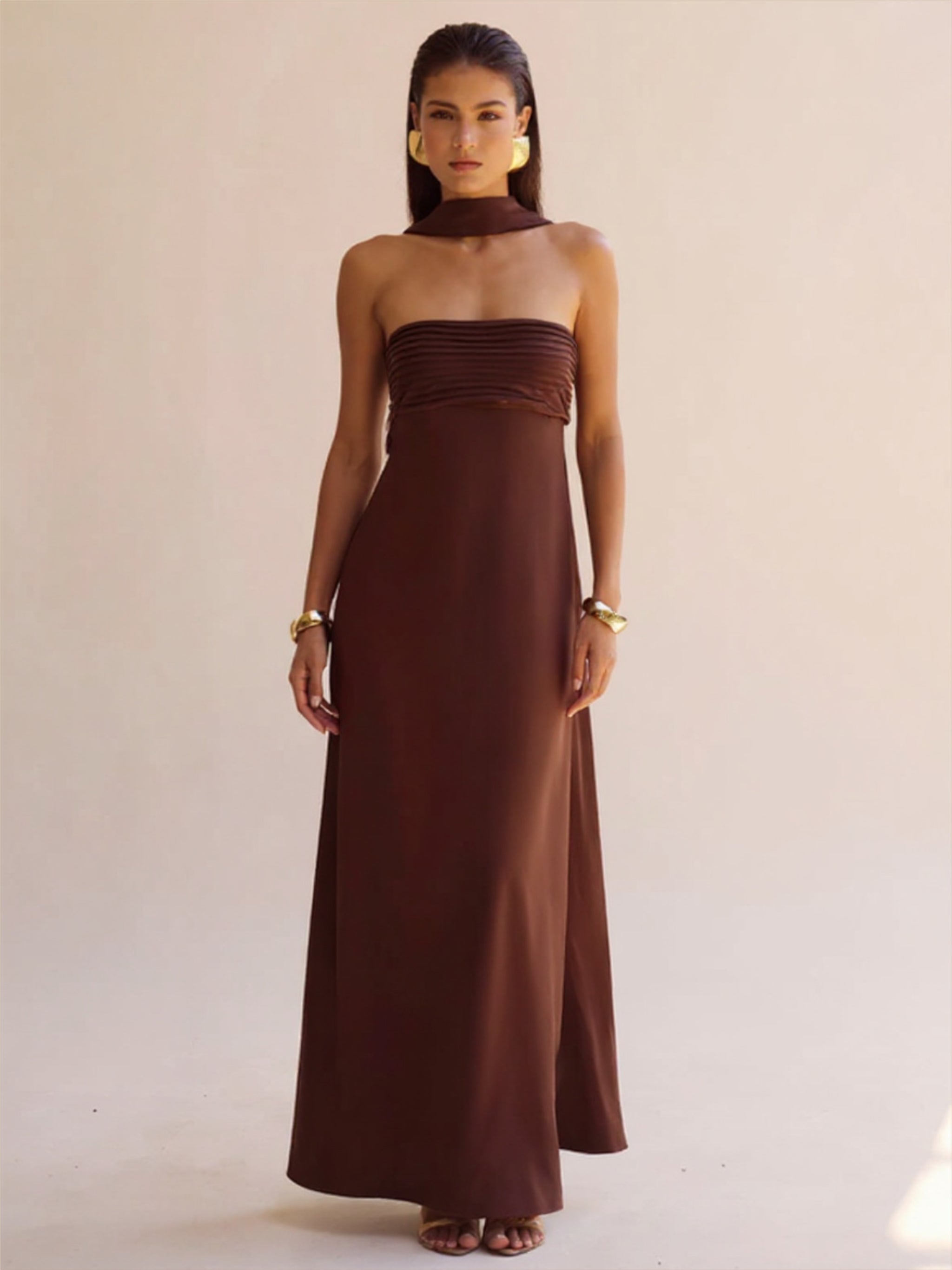 Satin Lace-Up Tube Dress