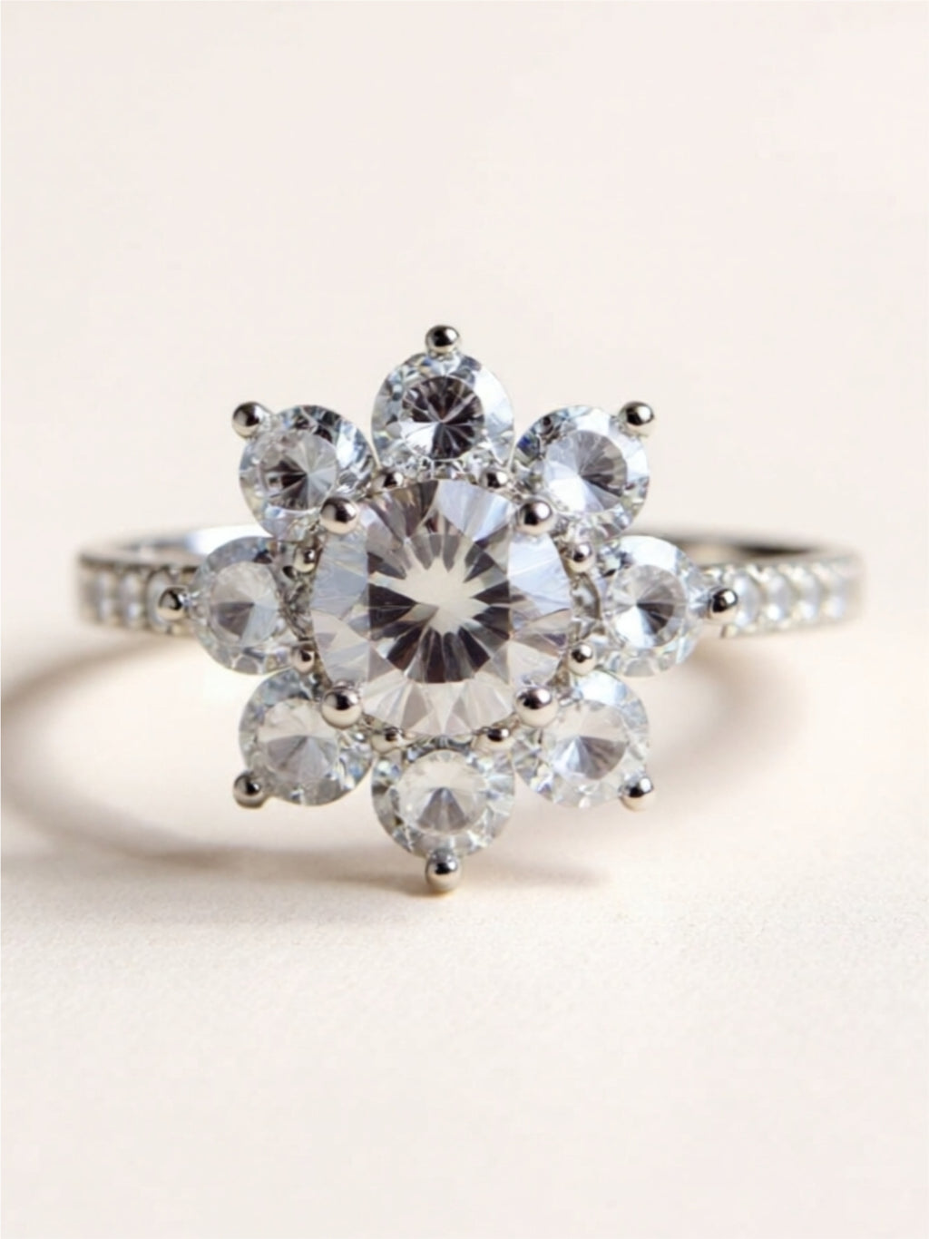 1 Carat Moissanite Flower 925 Sterling Silver Ring