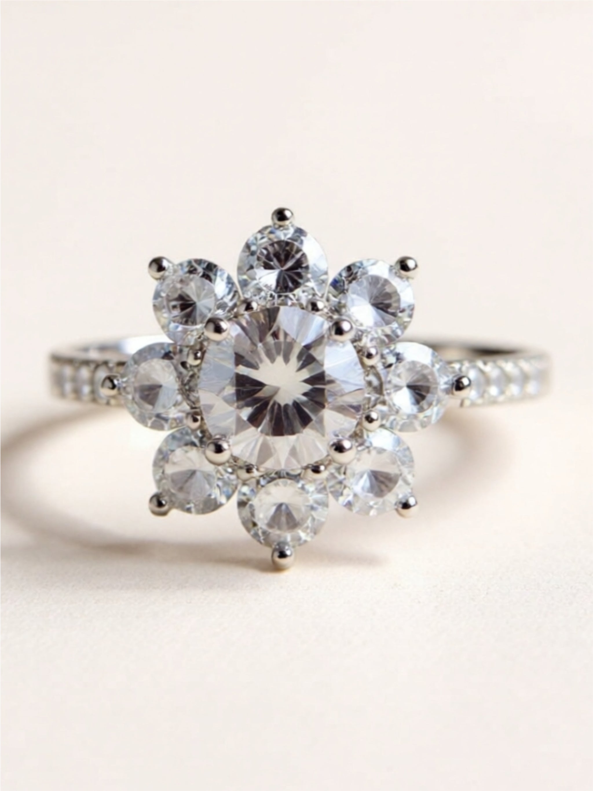 1 Carat Moissanite Flower 925 Sterling Silver Ring