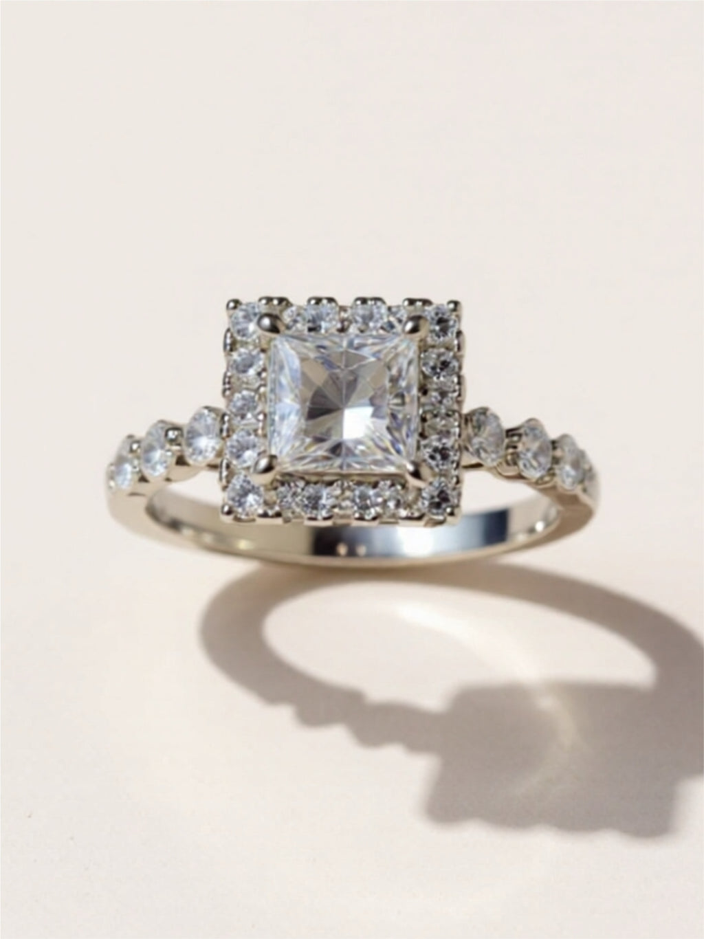 1 Carat Moissanite Square 925 Sterling Silver Ring