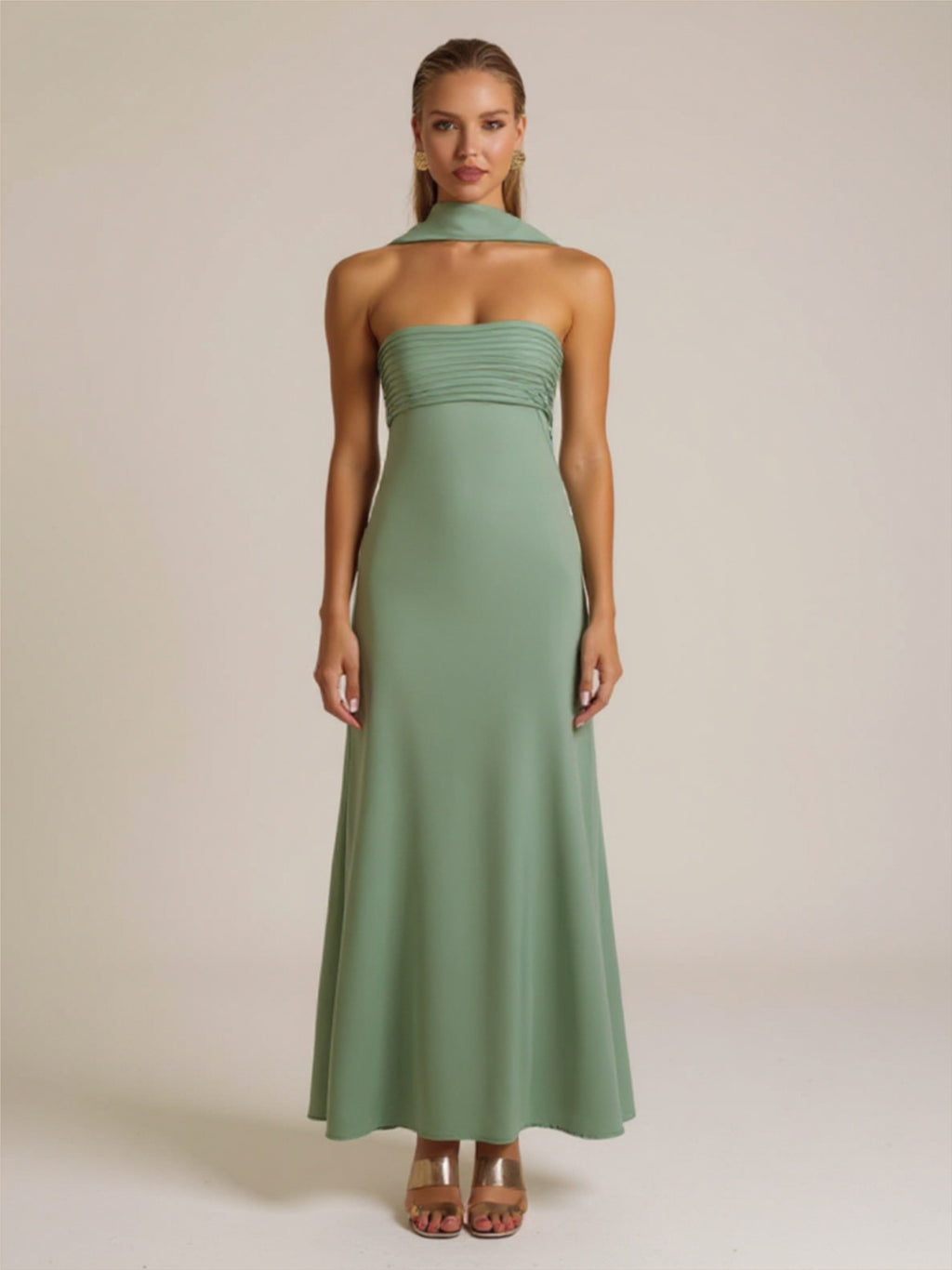 Satin Lace-Up Tube Dress