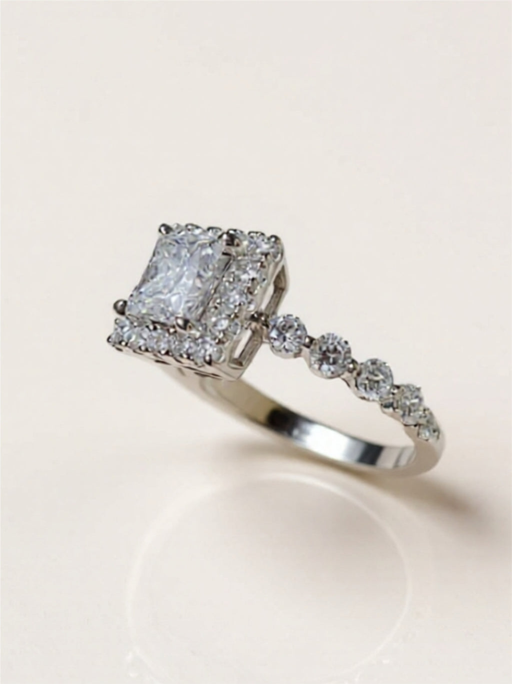 1 Carat Moissanite Square 925 Sterling Silver Ring