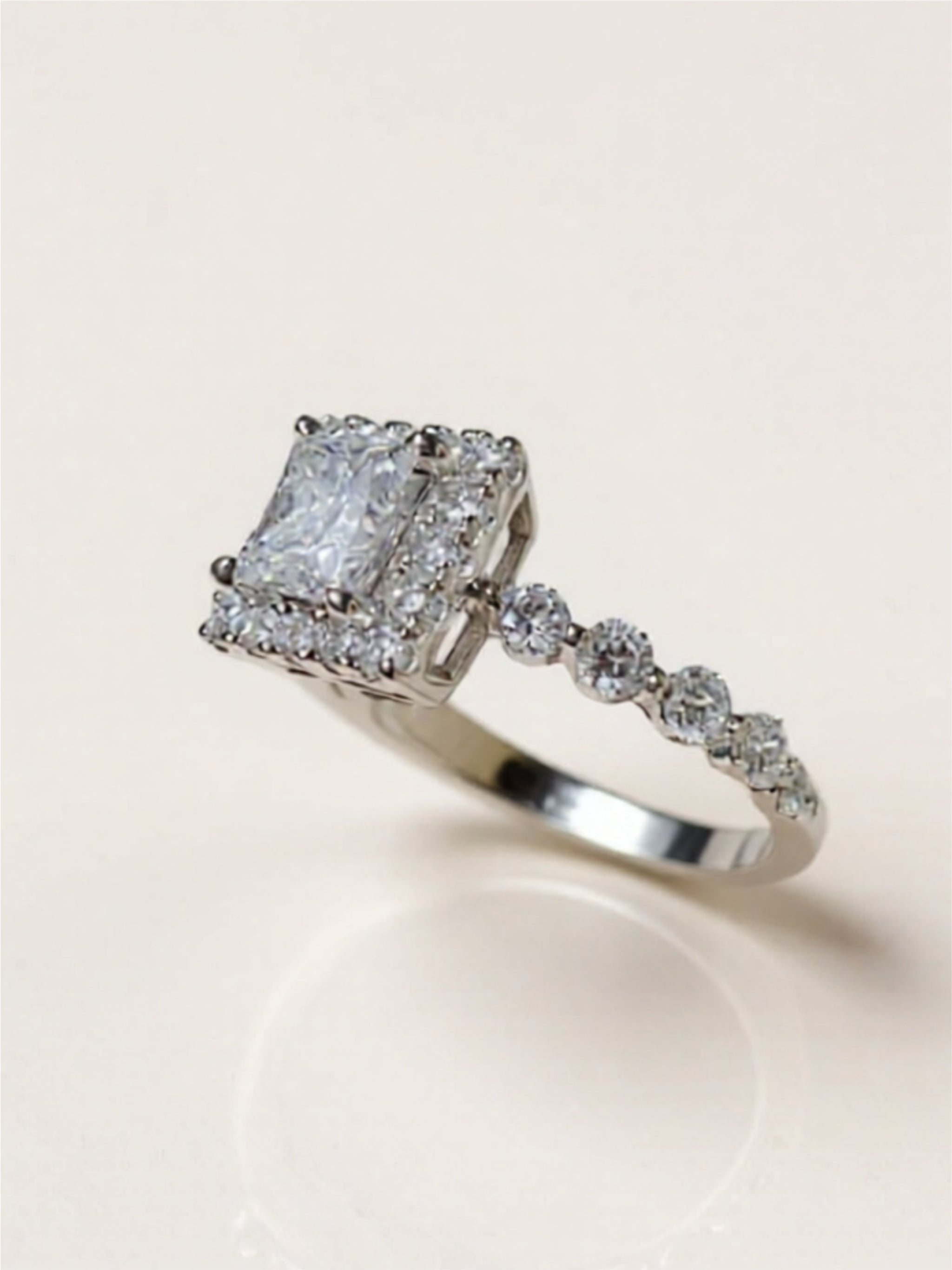 1 Carat Moissanite Square 925 Sterling Silver Ring