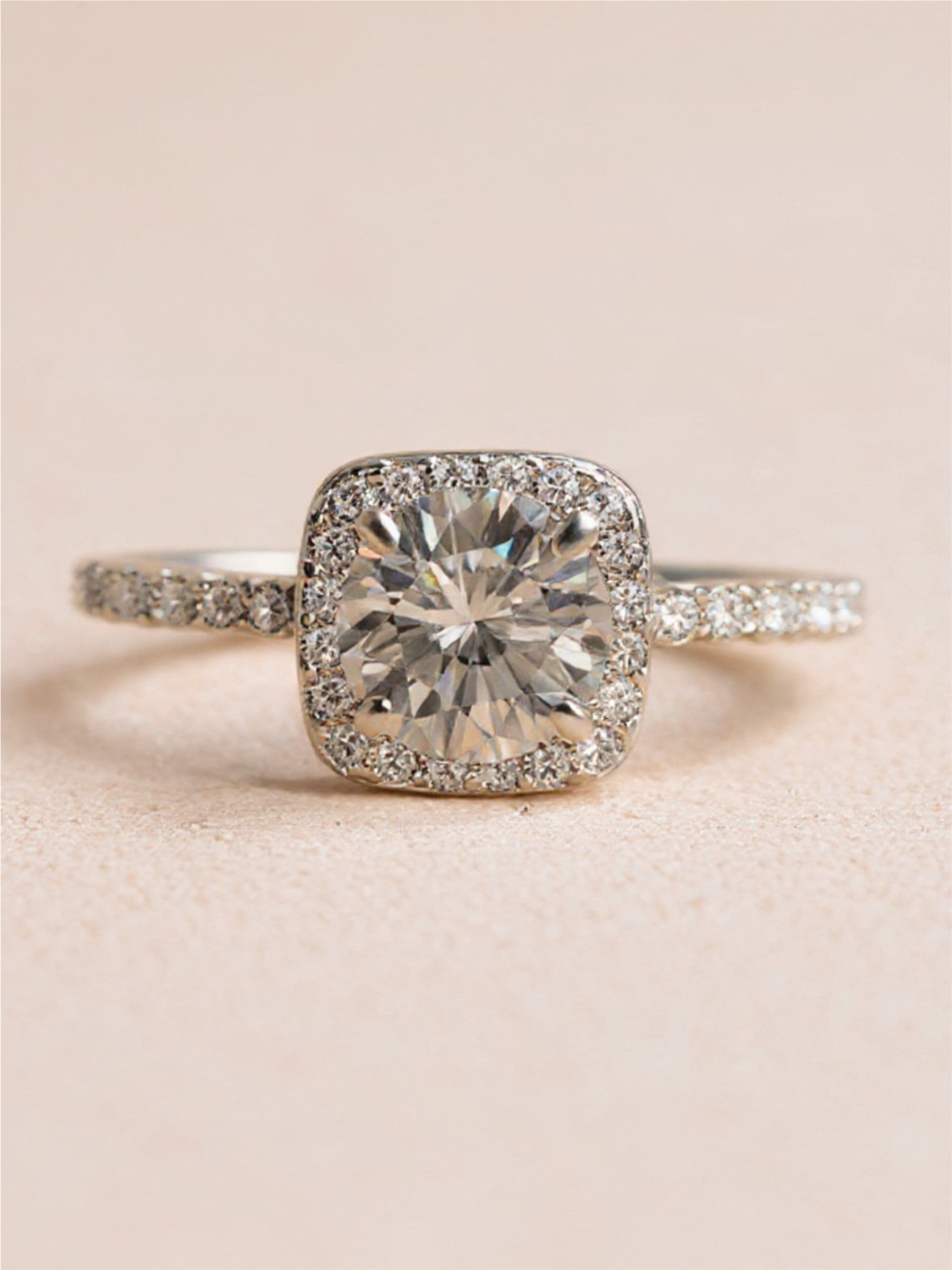 1 Carat Square Moissanite 925 Sterling Silver Ring