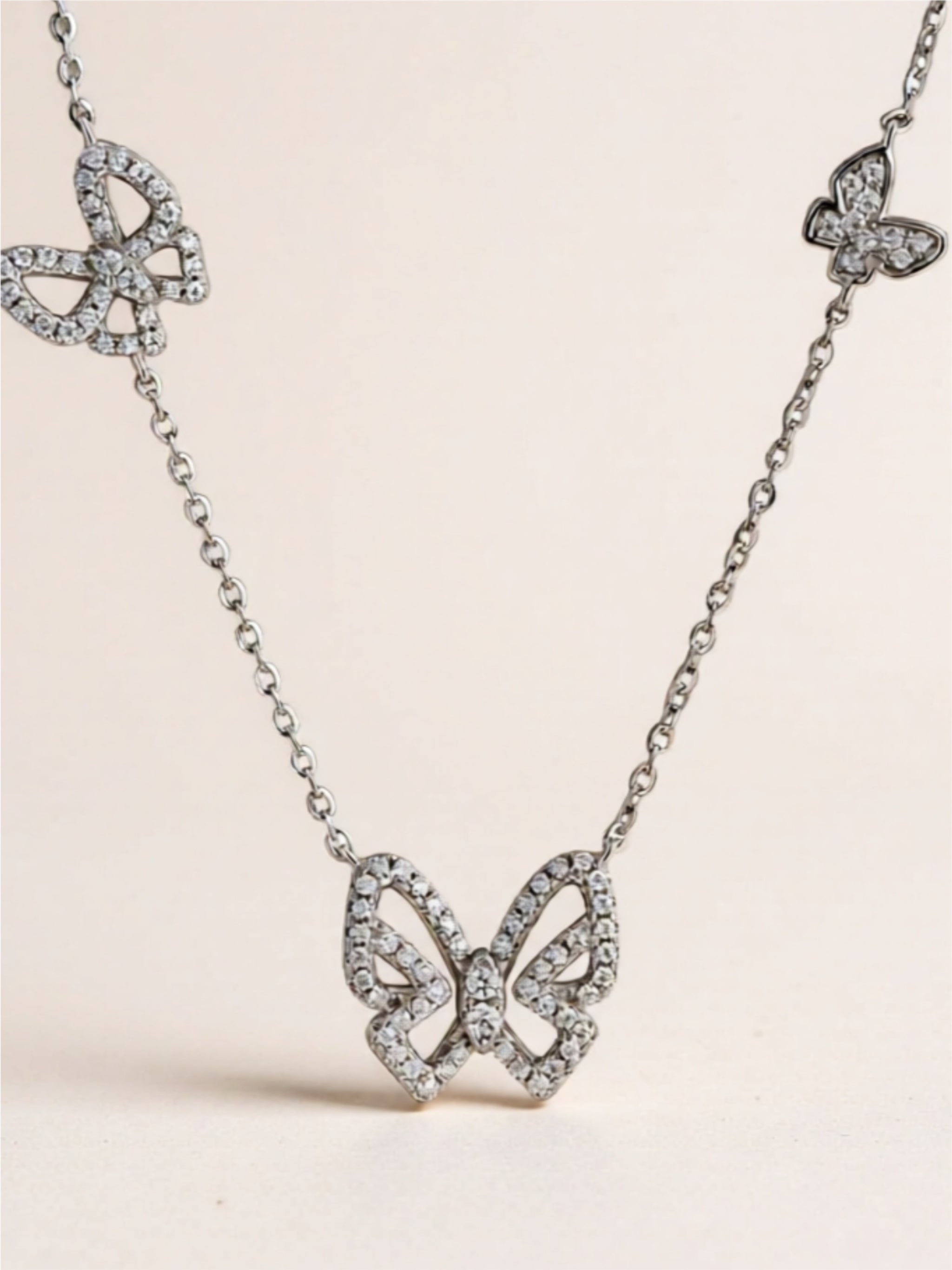 Moissanite Butterfly 925 Sterling Silver Necklace