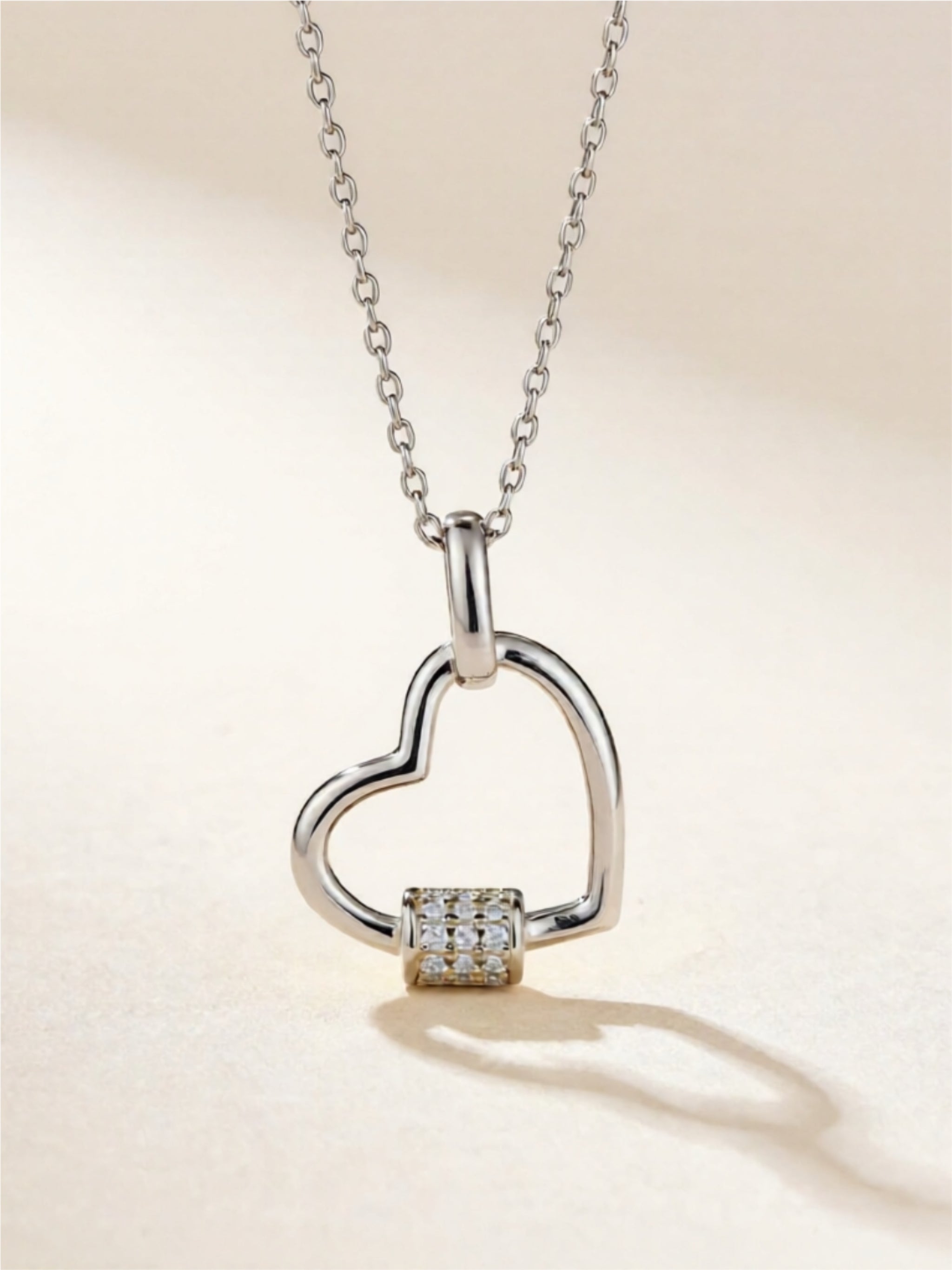 Moissanite 925 Sterling Silver Heart Necklace