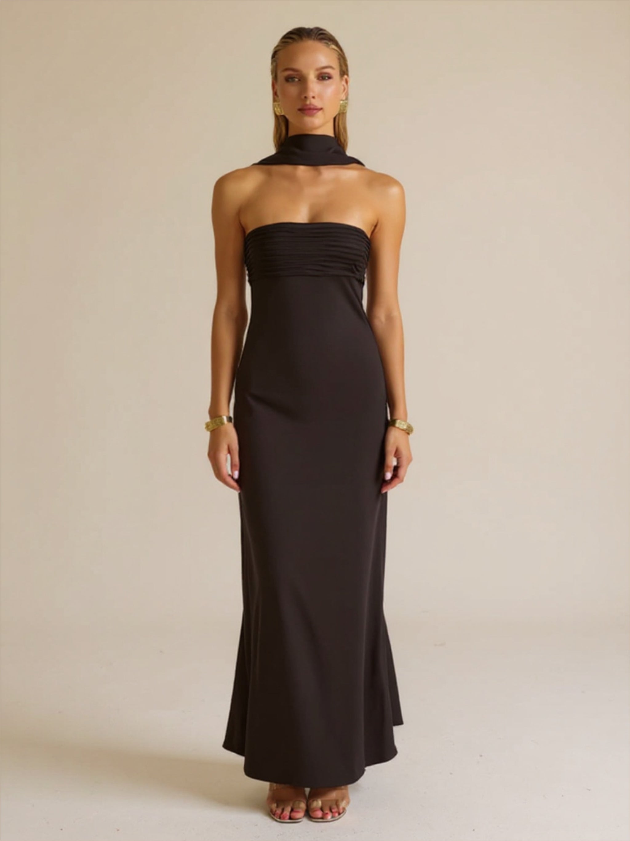 Satin Lace-Up Tube Dress