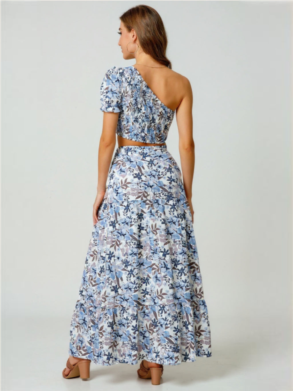 Floral Cropped Top & Split Skirt Set