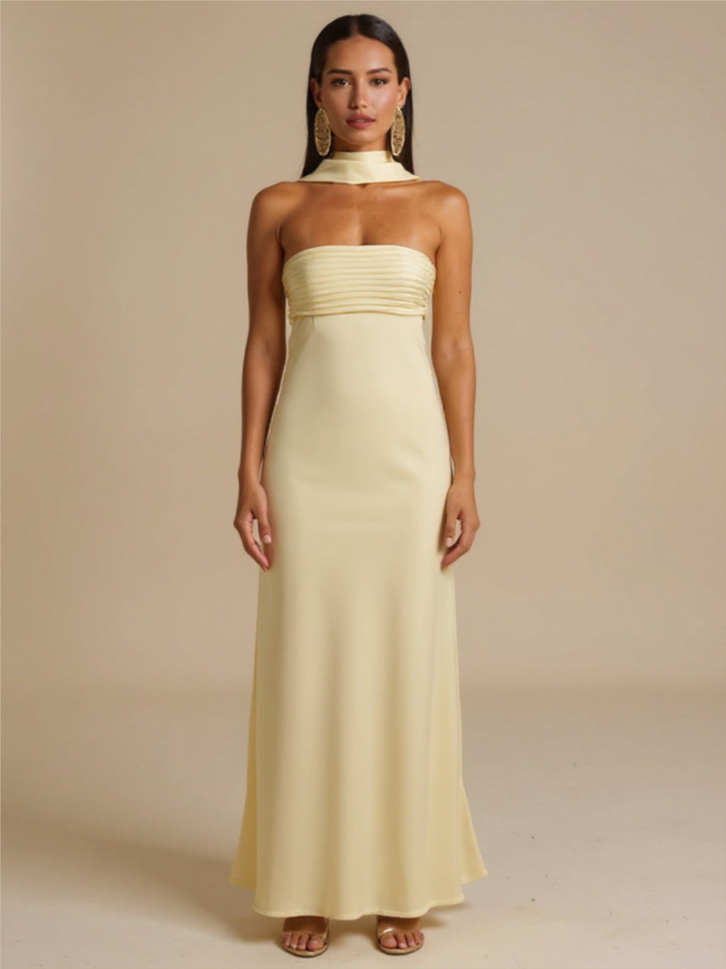 Satin Lace-Up Tube Dress