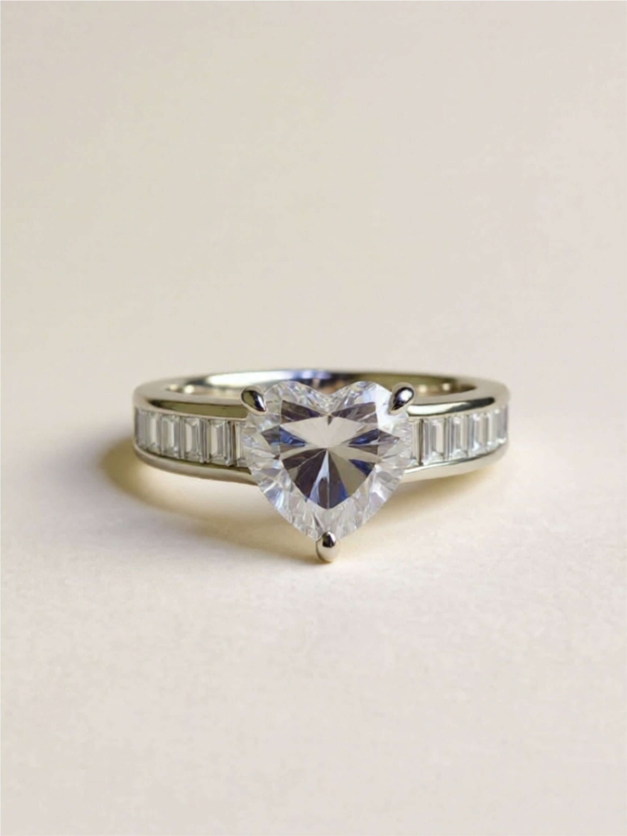 3 Carat Heart Moissanite 925 Sterling Silver Ring