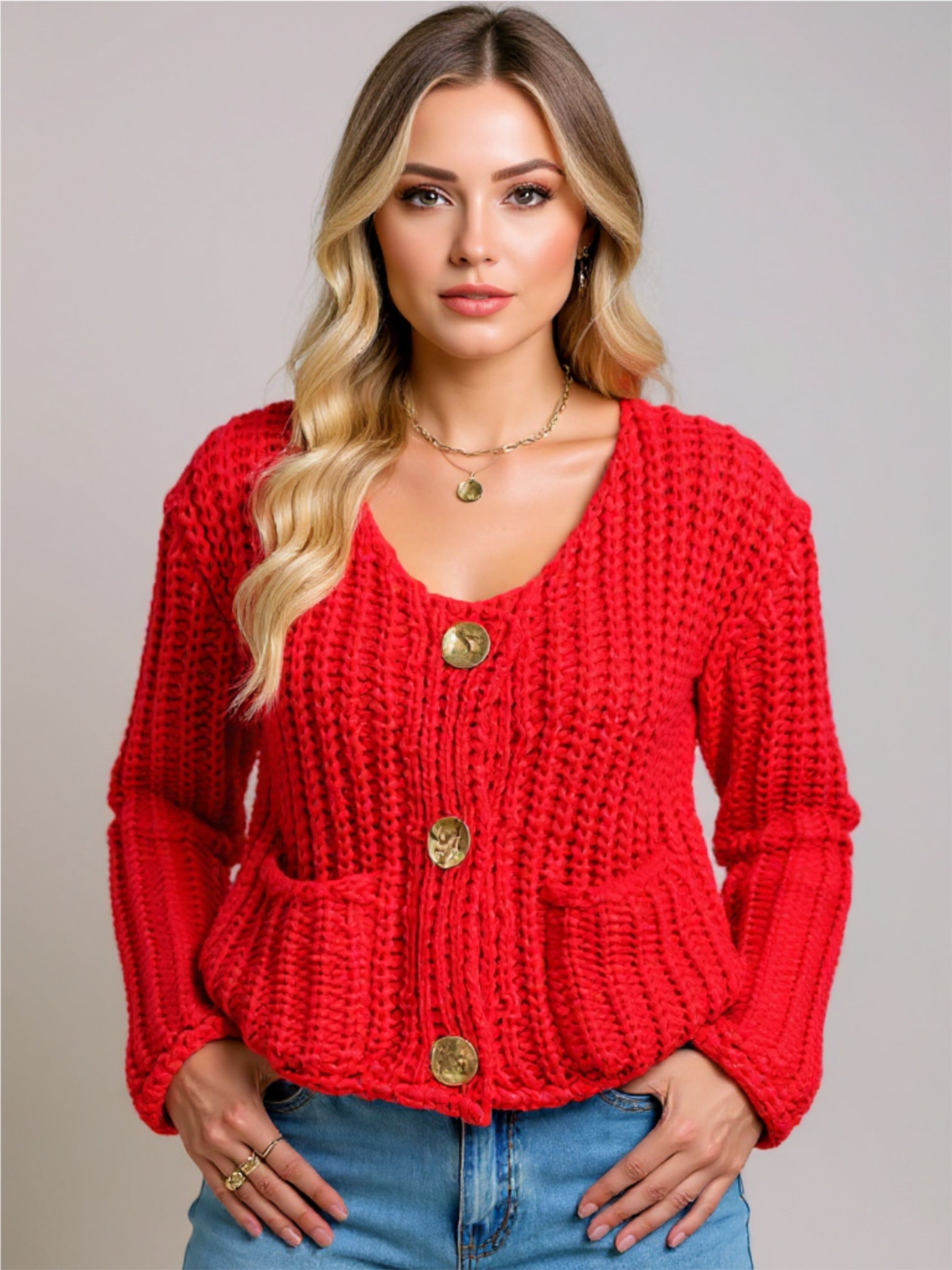 Thick Button Up Knit Cardigan