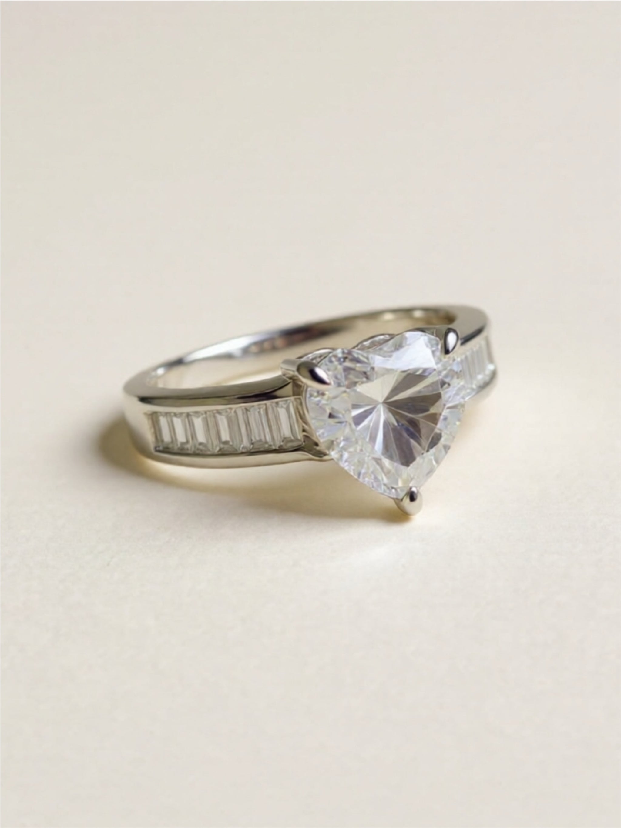 3 Carat Heart Moissanite 925 Sterling Silver Ring