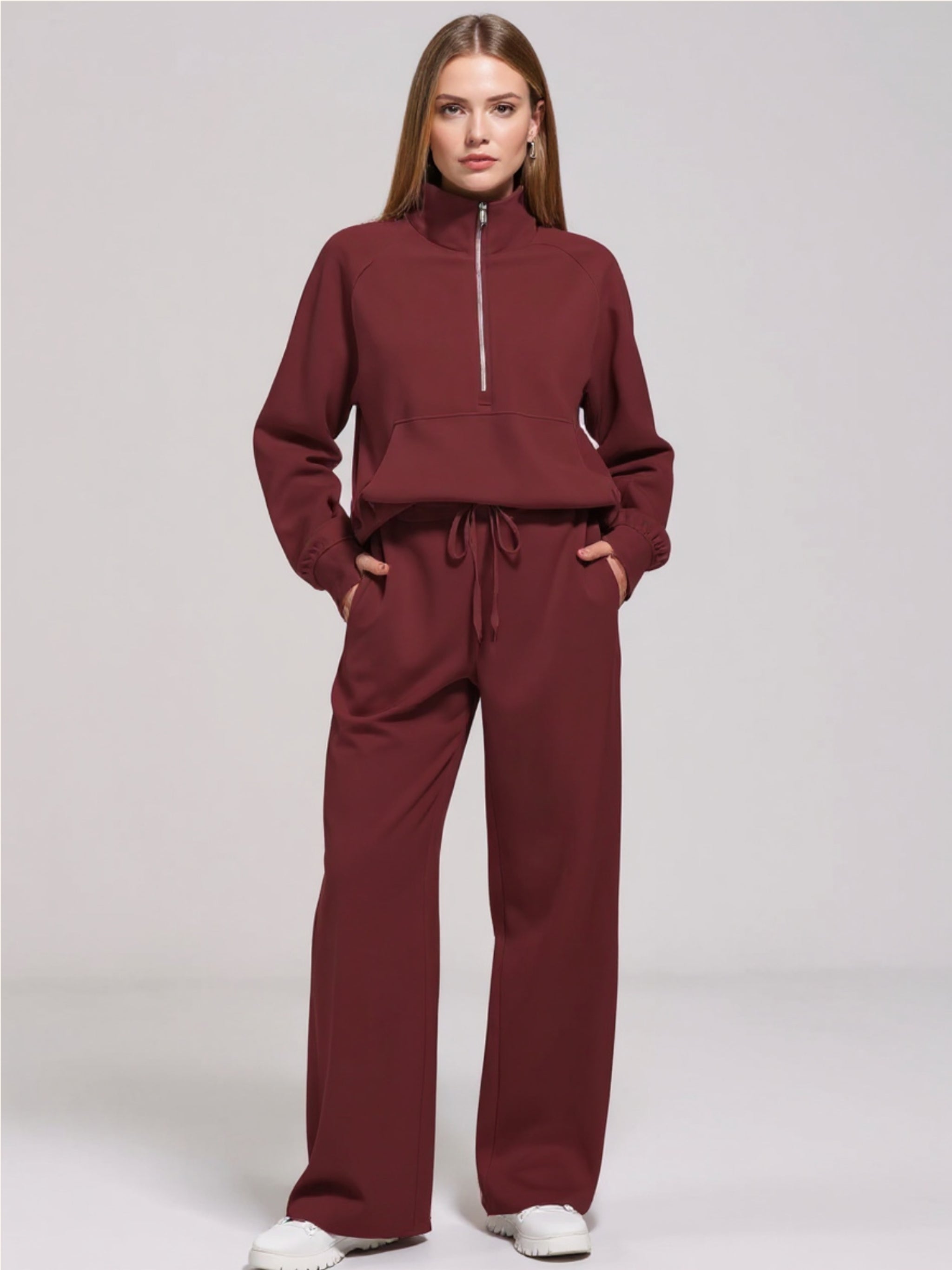 Half Zip Long Sleeve Top & Pants Set