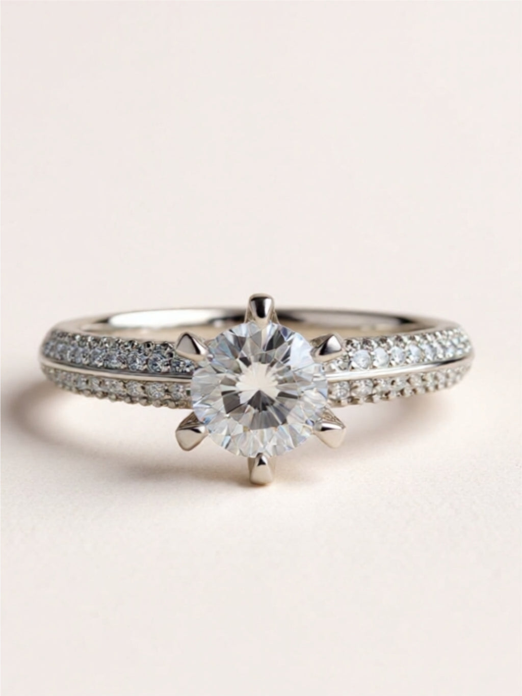 2 Carat Moissanite 925 Sterling Silver Side Stone Ring