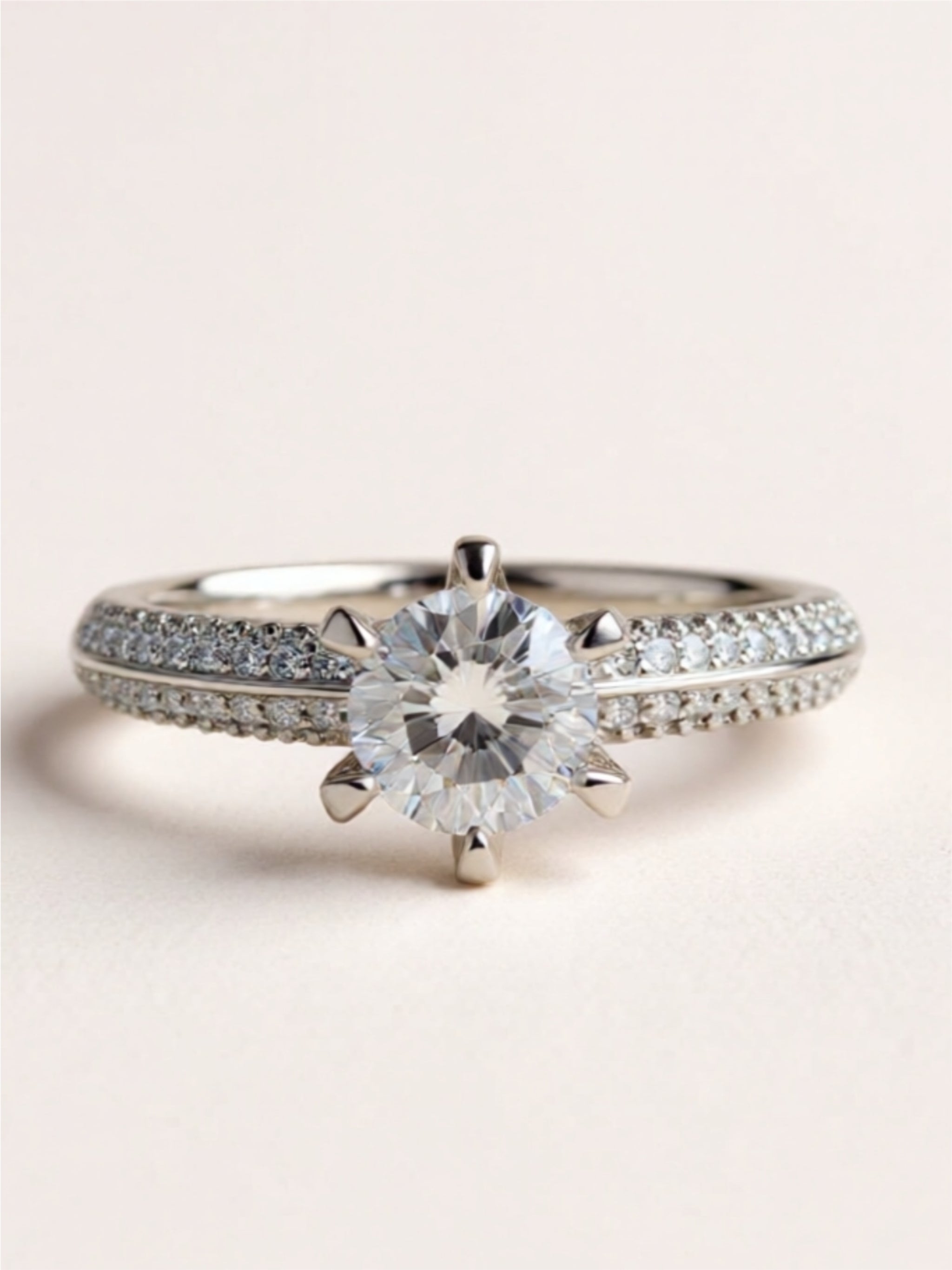 2 Carat Moissanite 925 Sterling Silver Side Stone Ring