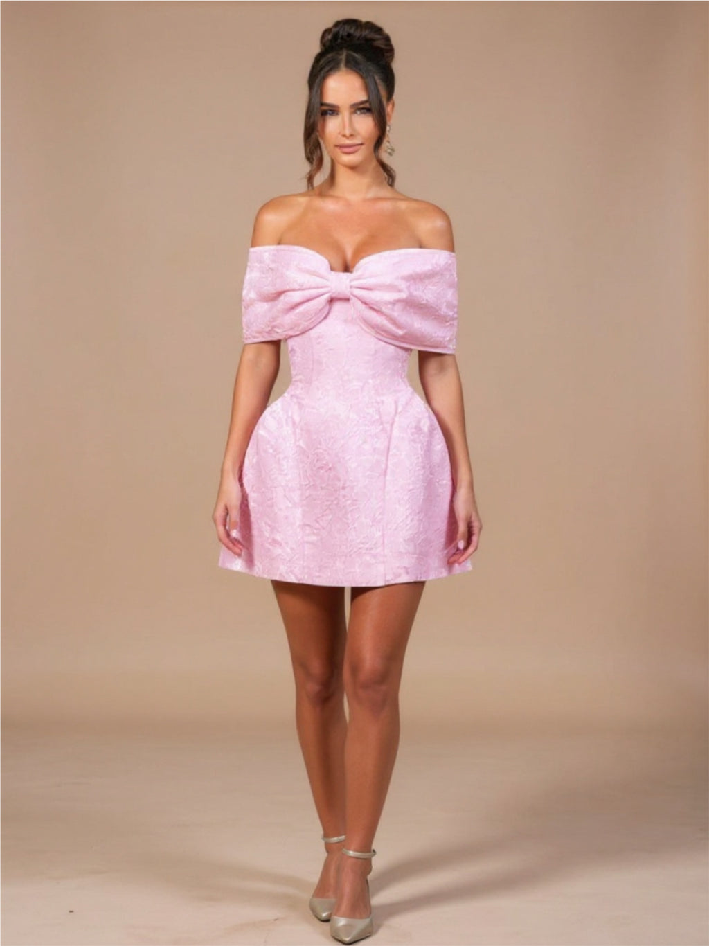 Off The Shoulder Bow Mini Dress