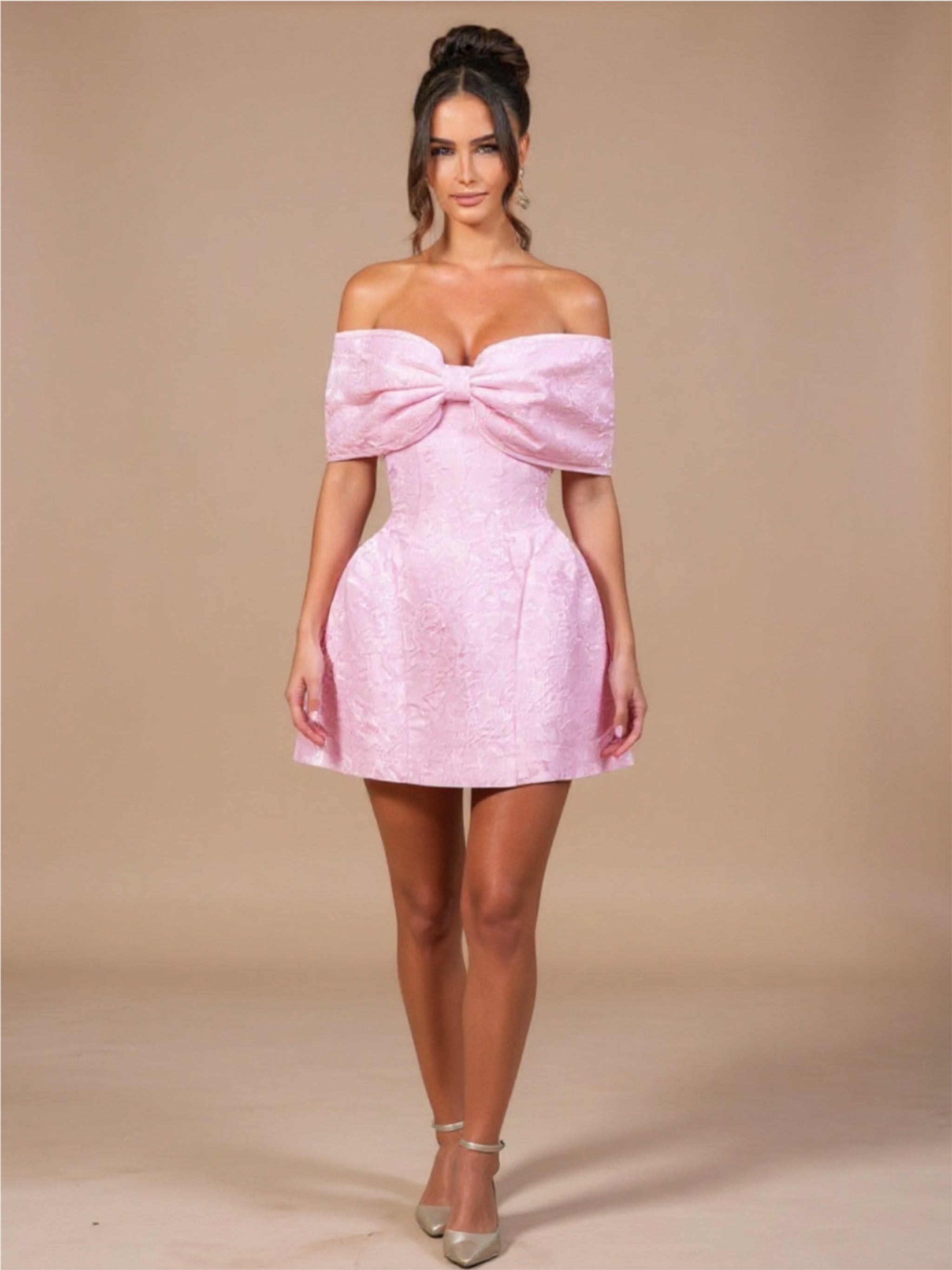 Off The Shoulder Bow Mini Dress
