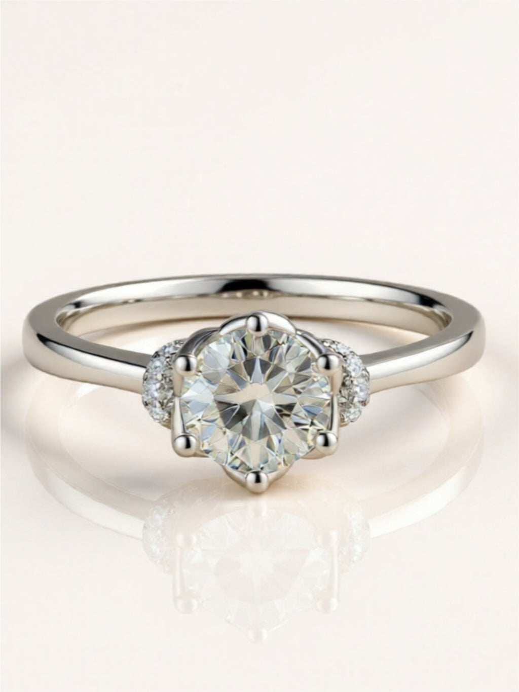 Minimalist Moissanite Three-Stone Ring – 1 Carat, 925 Sterling Silver