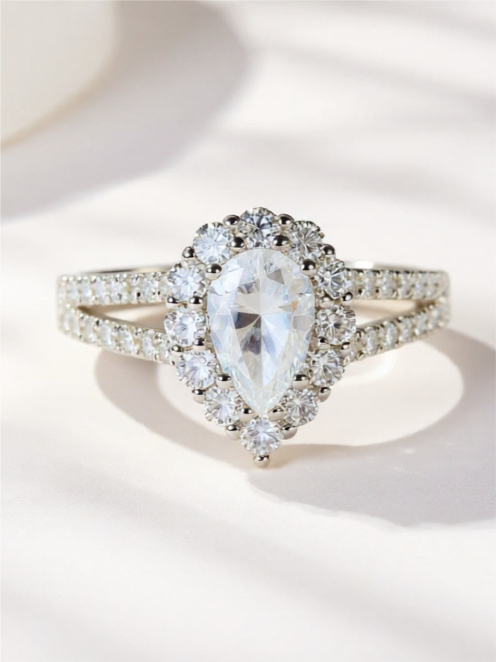 1 Carat Moissanite Teardrop 925 Sterling Silver Ring