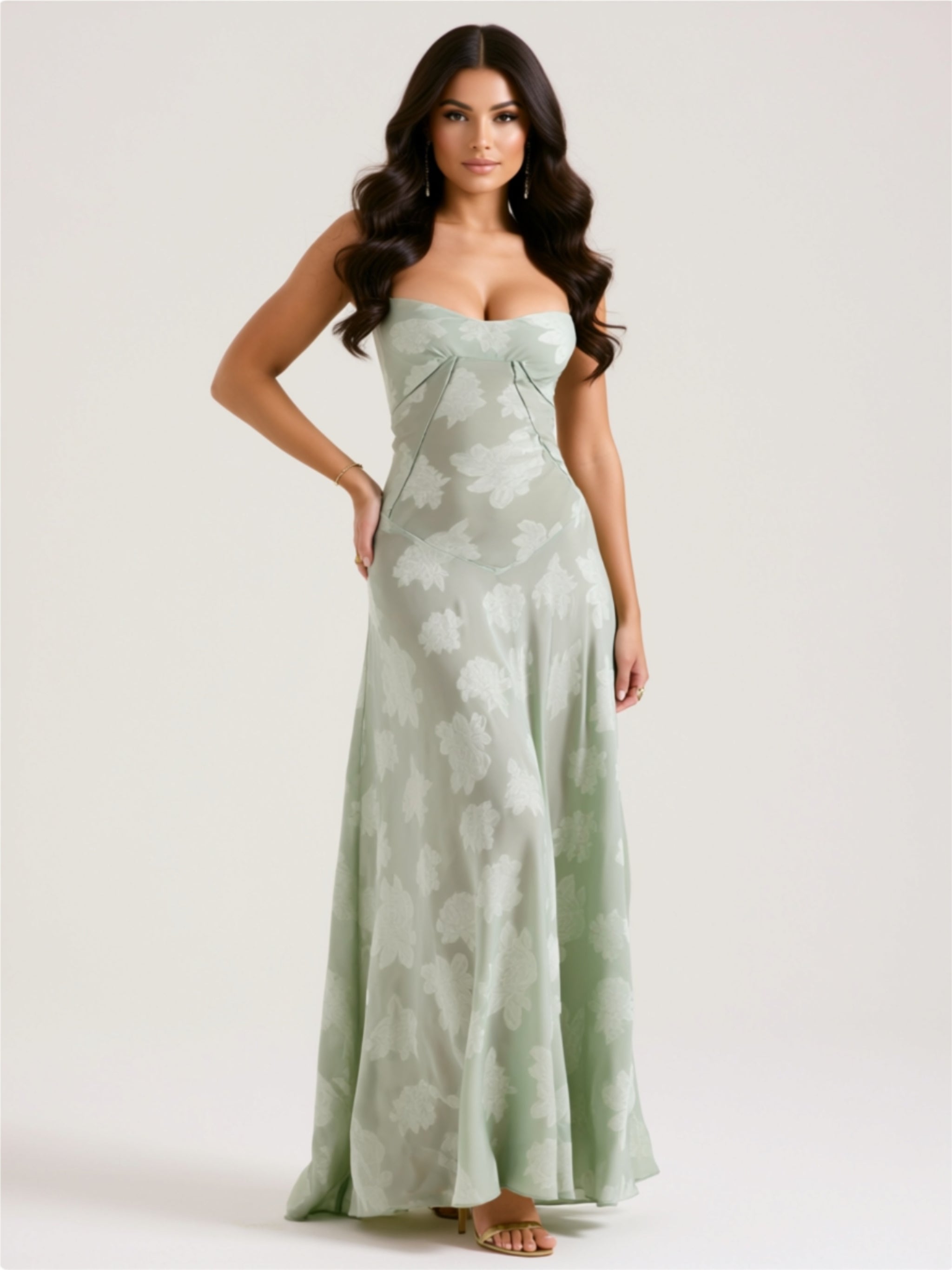 Elegant Floral 3D Appliqué Maxi Dress