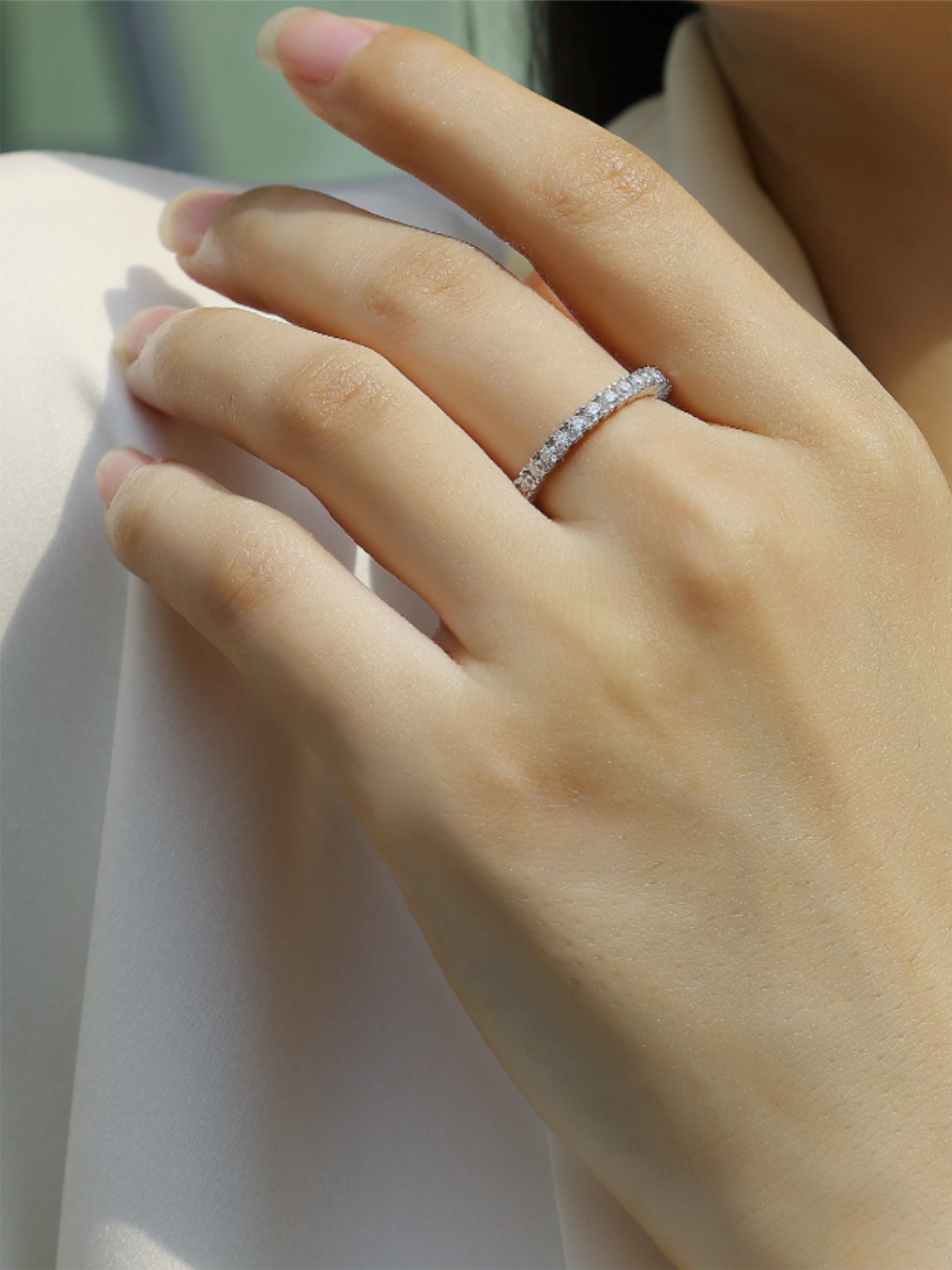 Dainty Moissanite Eternity Band