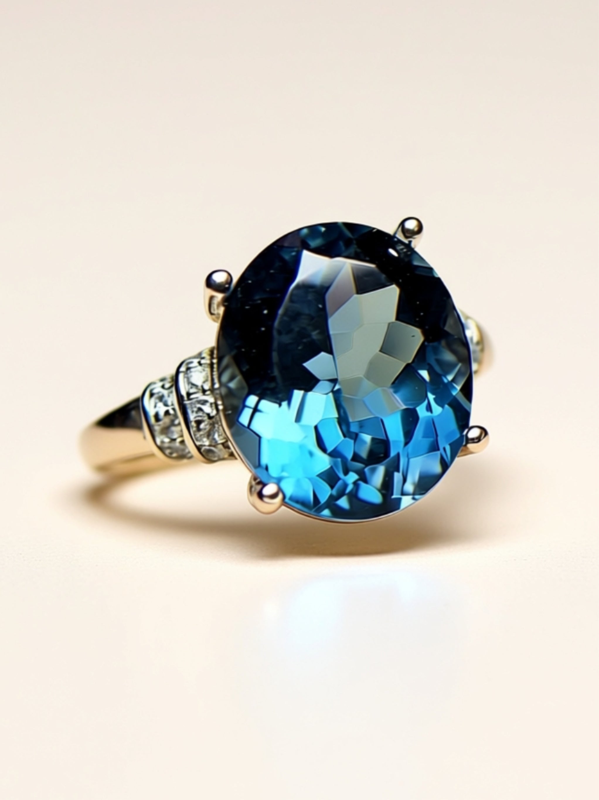 Adjustable Blue Topaz Ring in .925 Sterling Silver