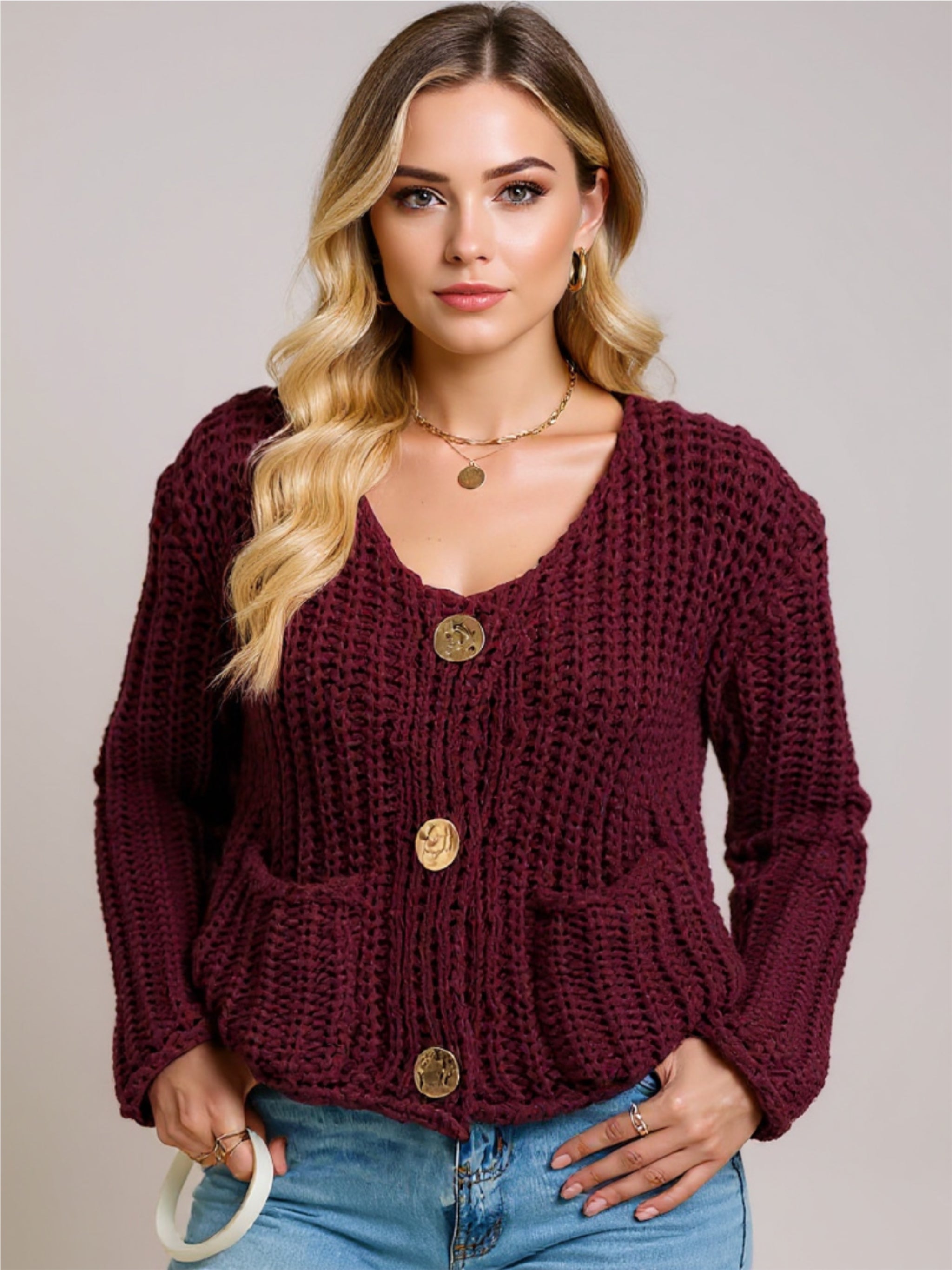 Thick Button Up Knit Cardigan