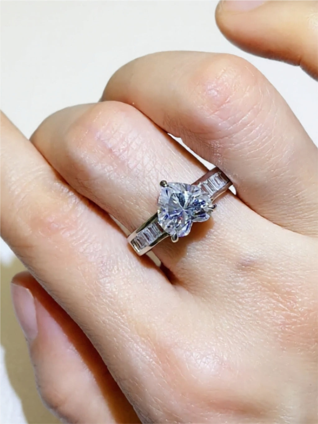 3 Carat Heart Moissanite 925 Sterling Silver Ring