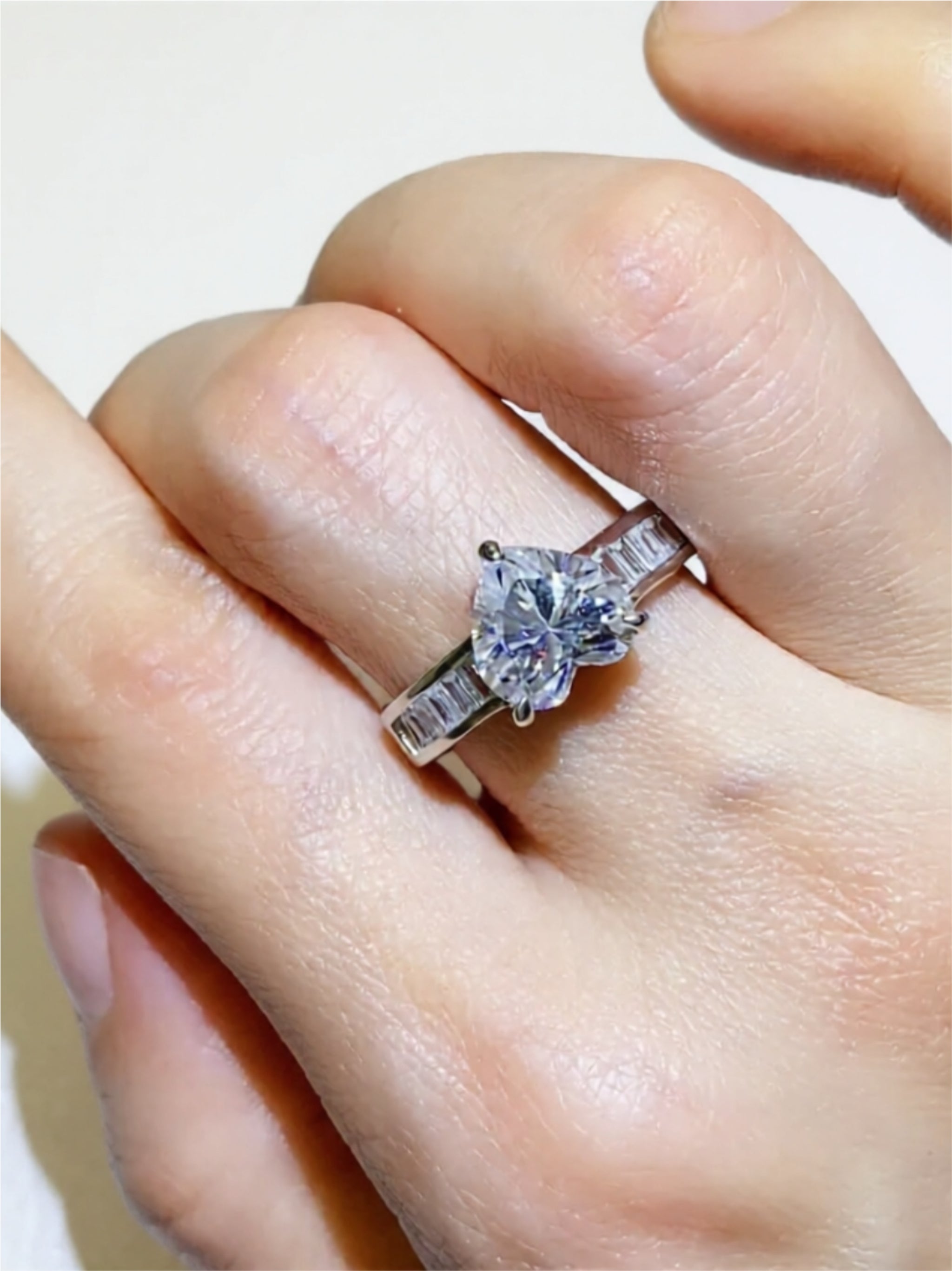 3 Carat Heart Moissanite 925 Sterling Silver Ring