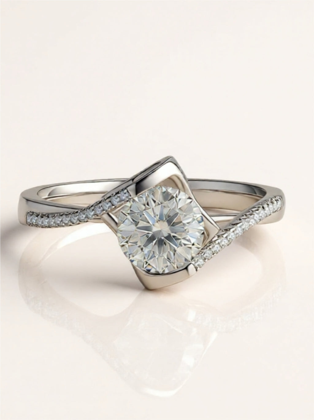 1 Carat Moissanite 925 Sterling Silver Twisted Ring