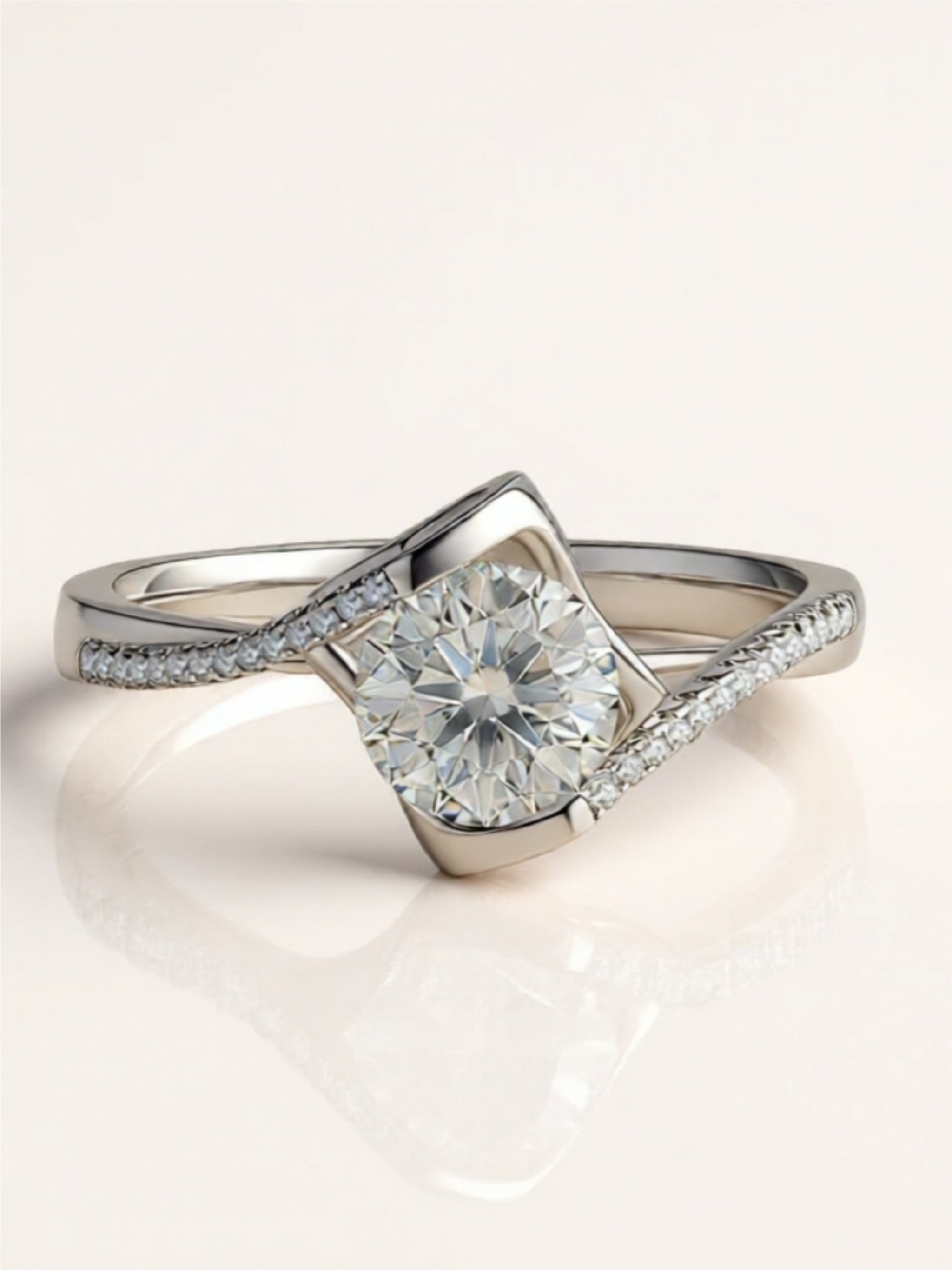 1 Carat Moissanite 925 Sterling Silver Twisted Ring