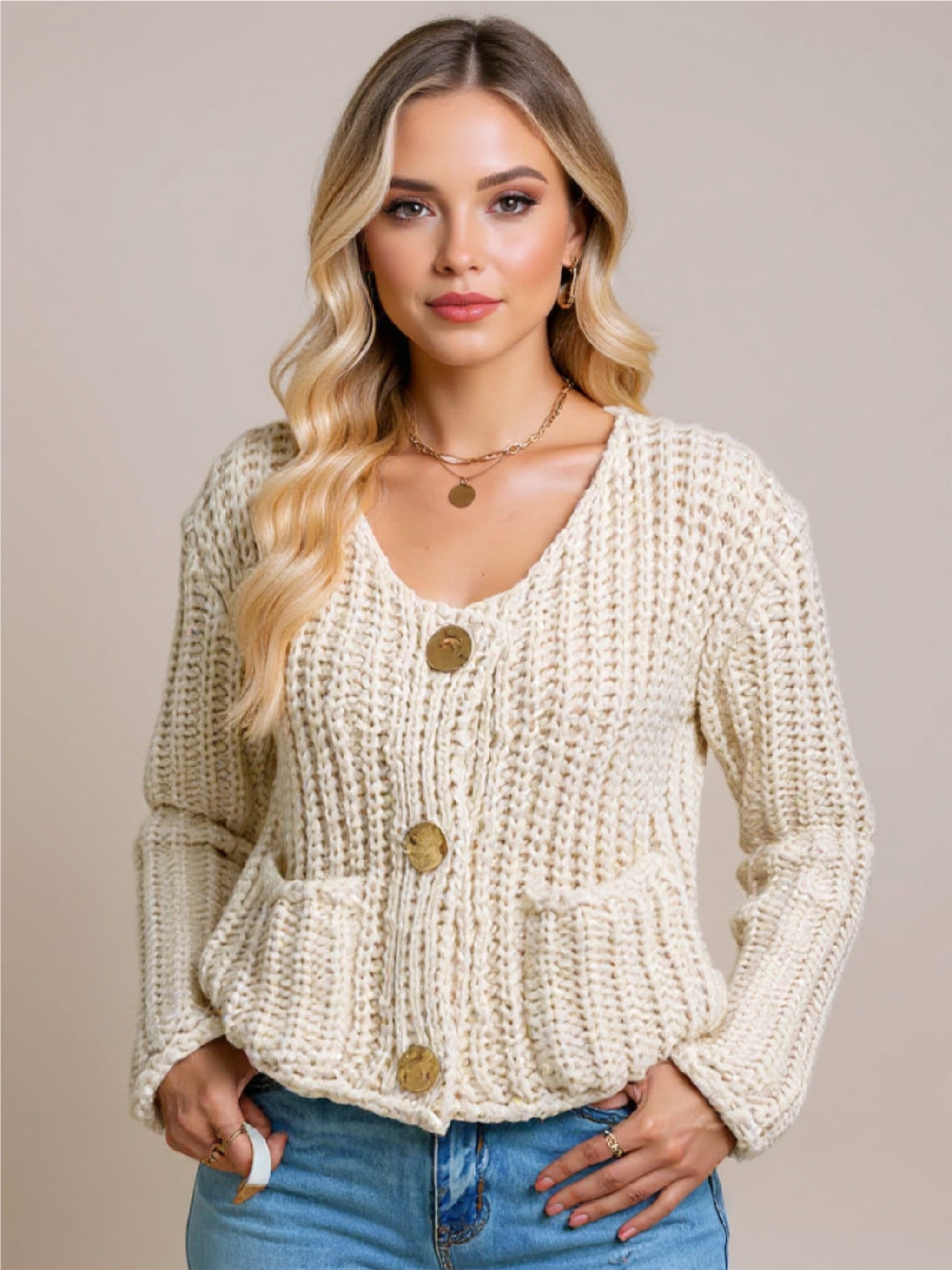 Thick Button Up Knit Cardigan