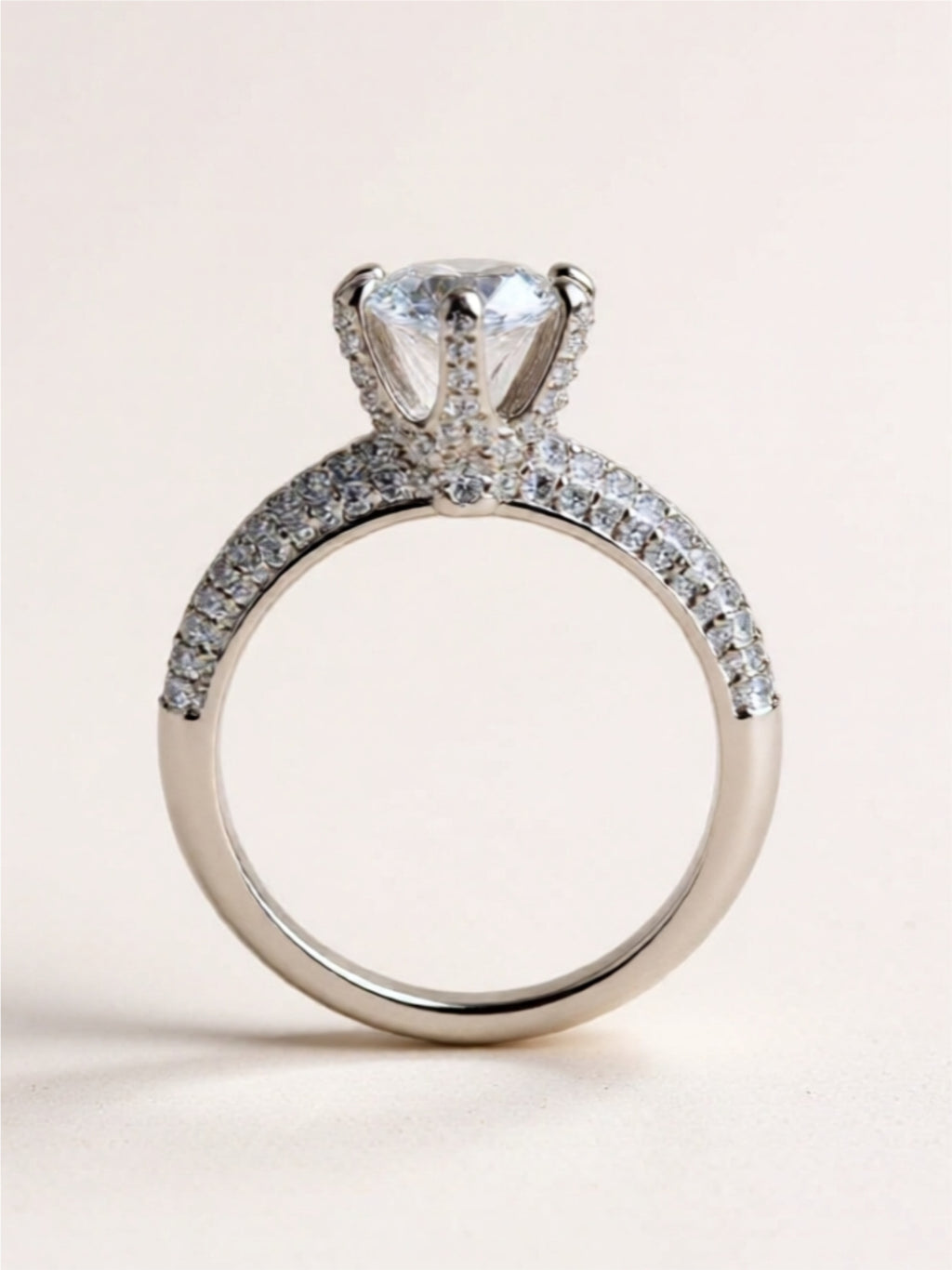 2 Carat Moissanite 925 Sterling Silver Side Stone Ring