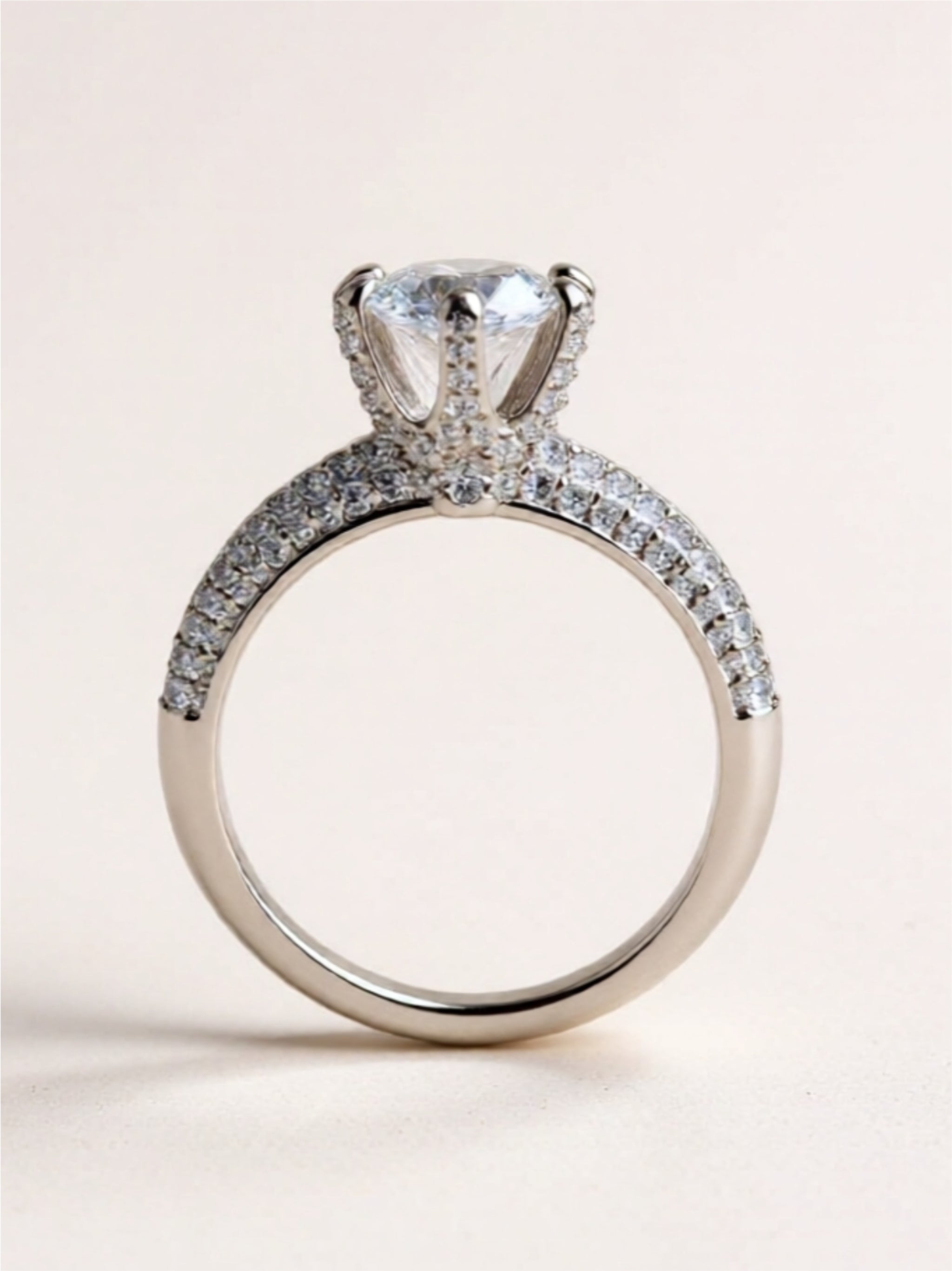 2 Carat Moissanite 925 Sterling Silver Side Stone Ring