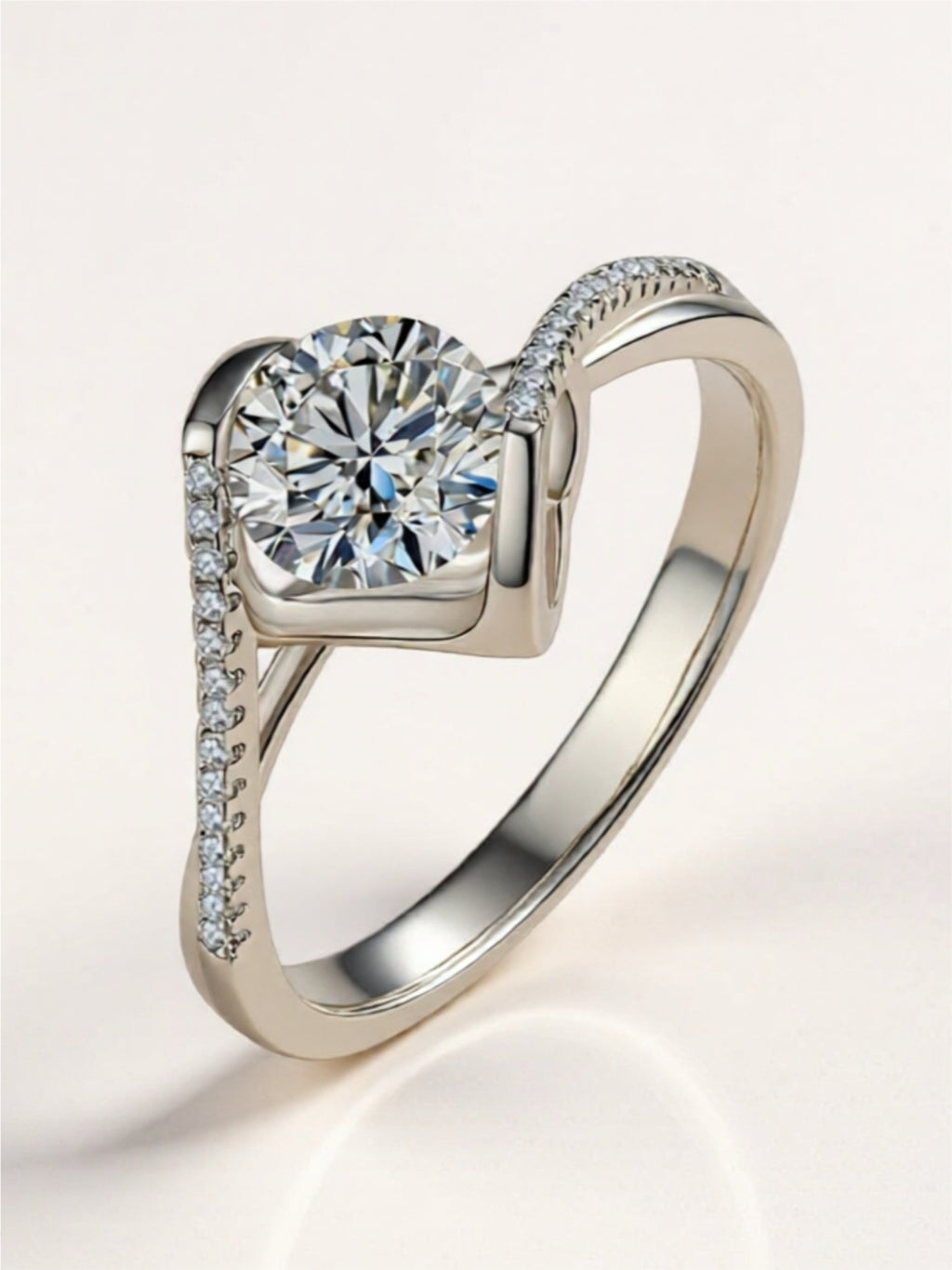 1 Carat Moissanite 925 Sterling Silver Twisted Ring