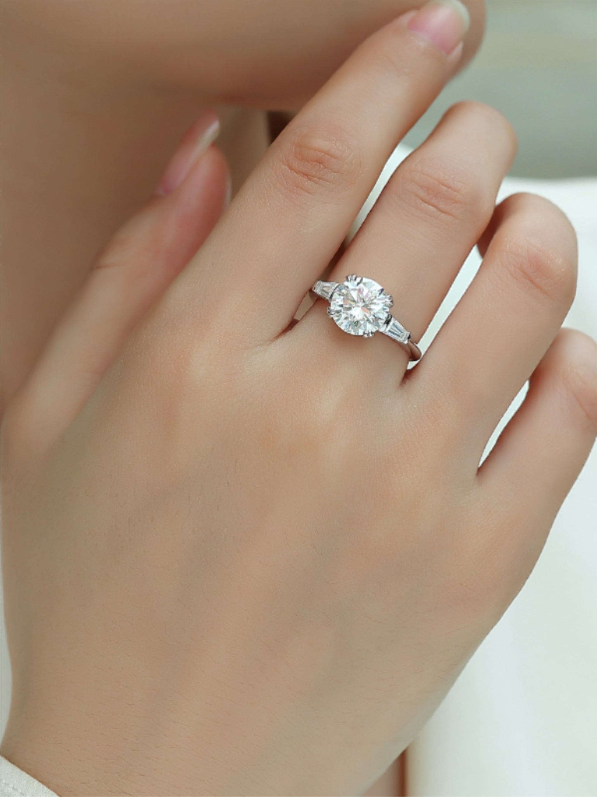 3 Carat Moissanite Three‑Stone Engagement Ring