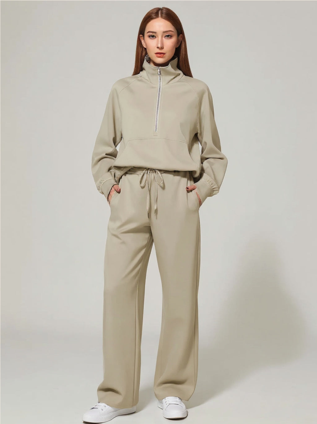 Half Zip Long Sleeve Top & Pants Set