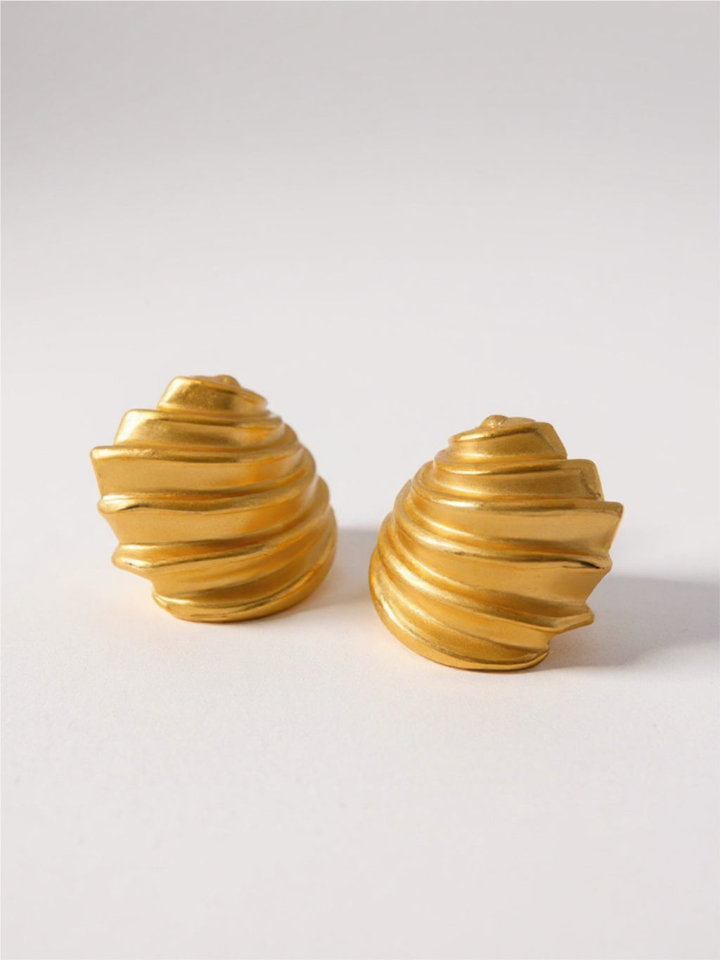 Gold Stainless Steel Shell Shape Stud Earrings