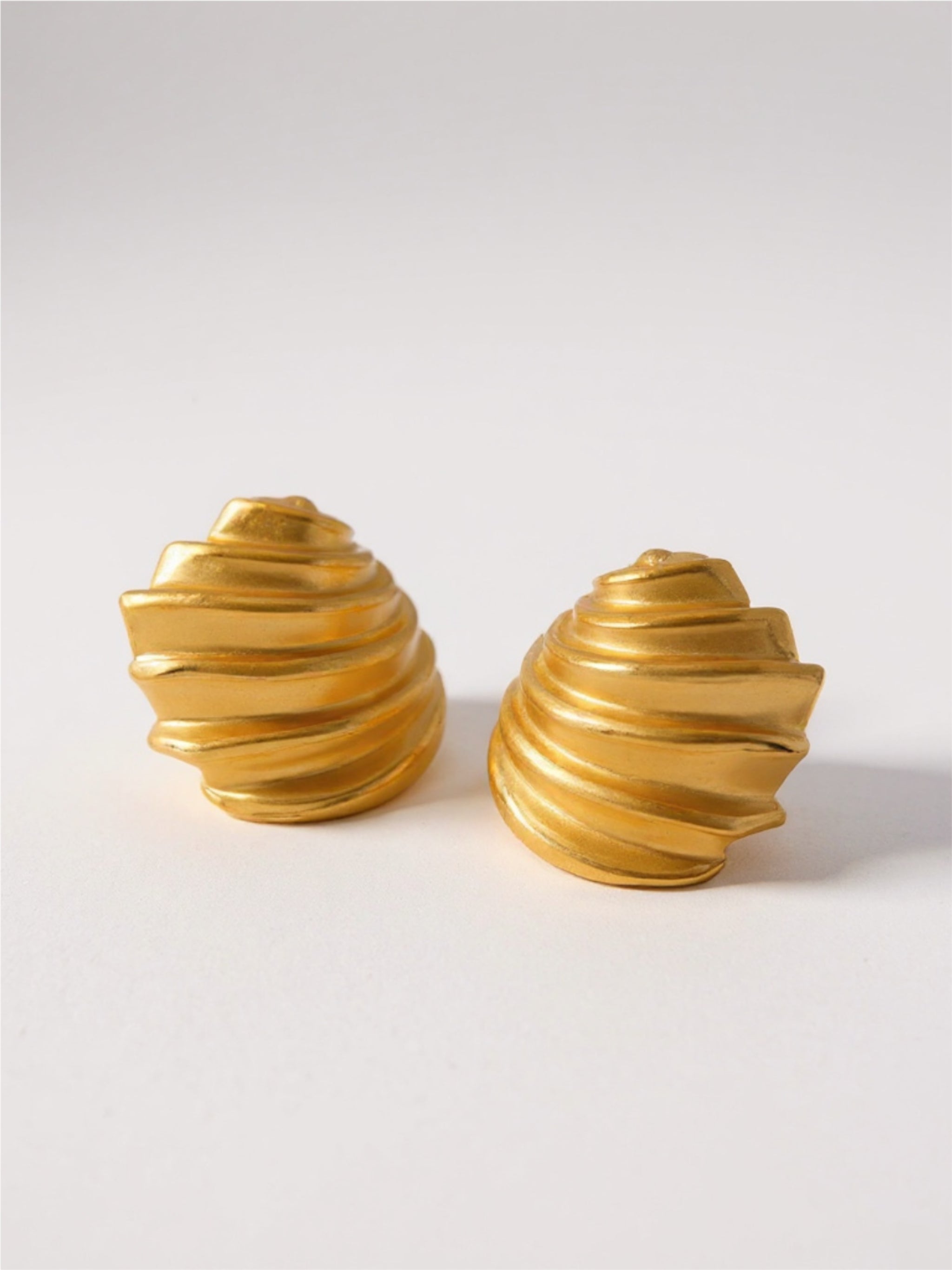 Gold Stainless Steel Shell Shape Stud Earrings