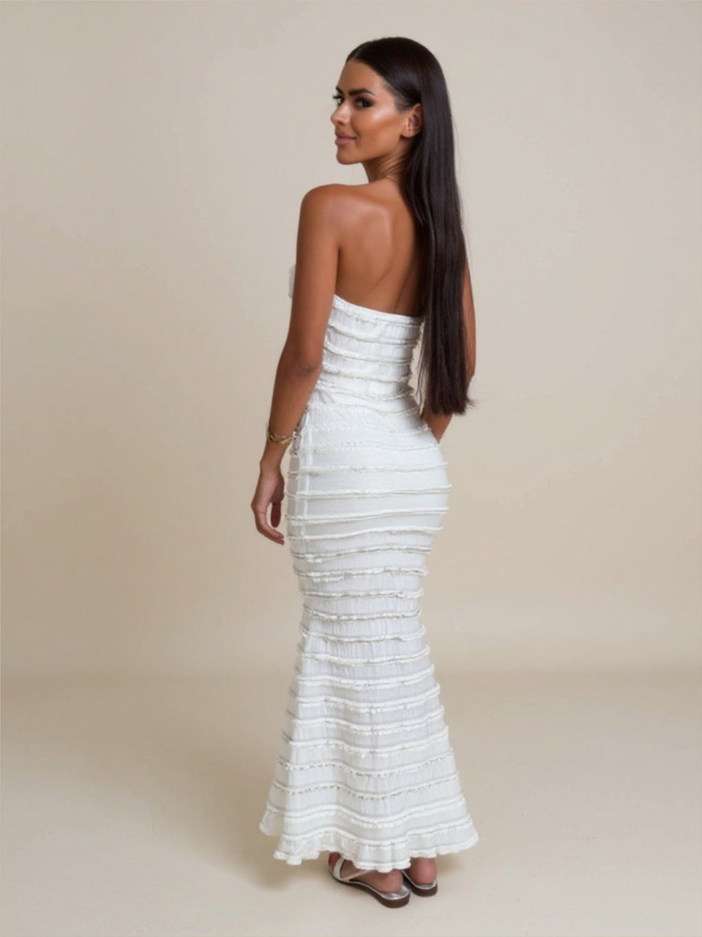 White Strapless Bodycon Maxi Dress