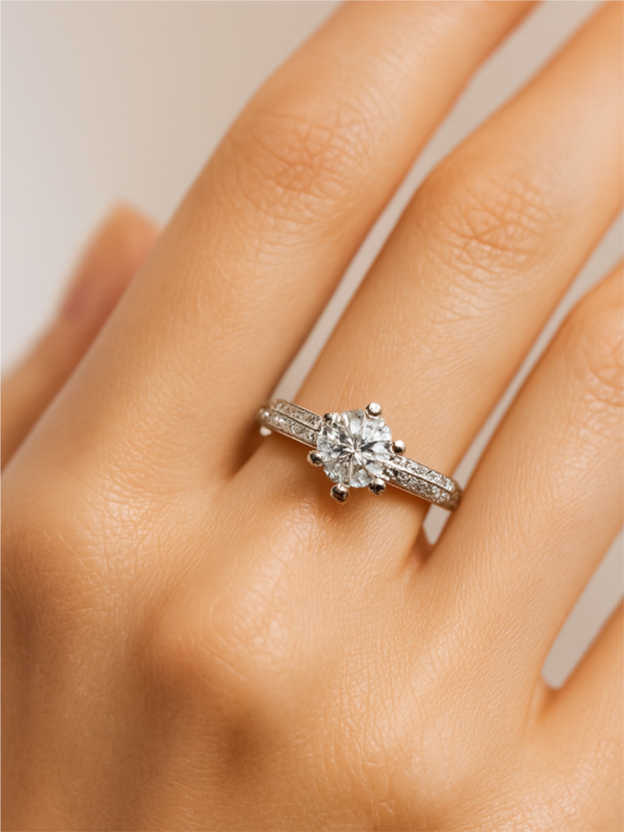 2 Carat Moissanite 925 Sterling Silver Side Stone Ring