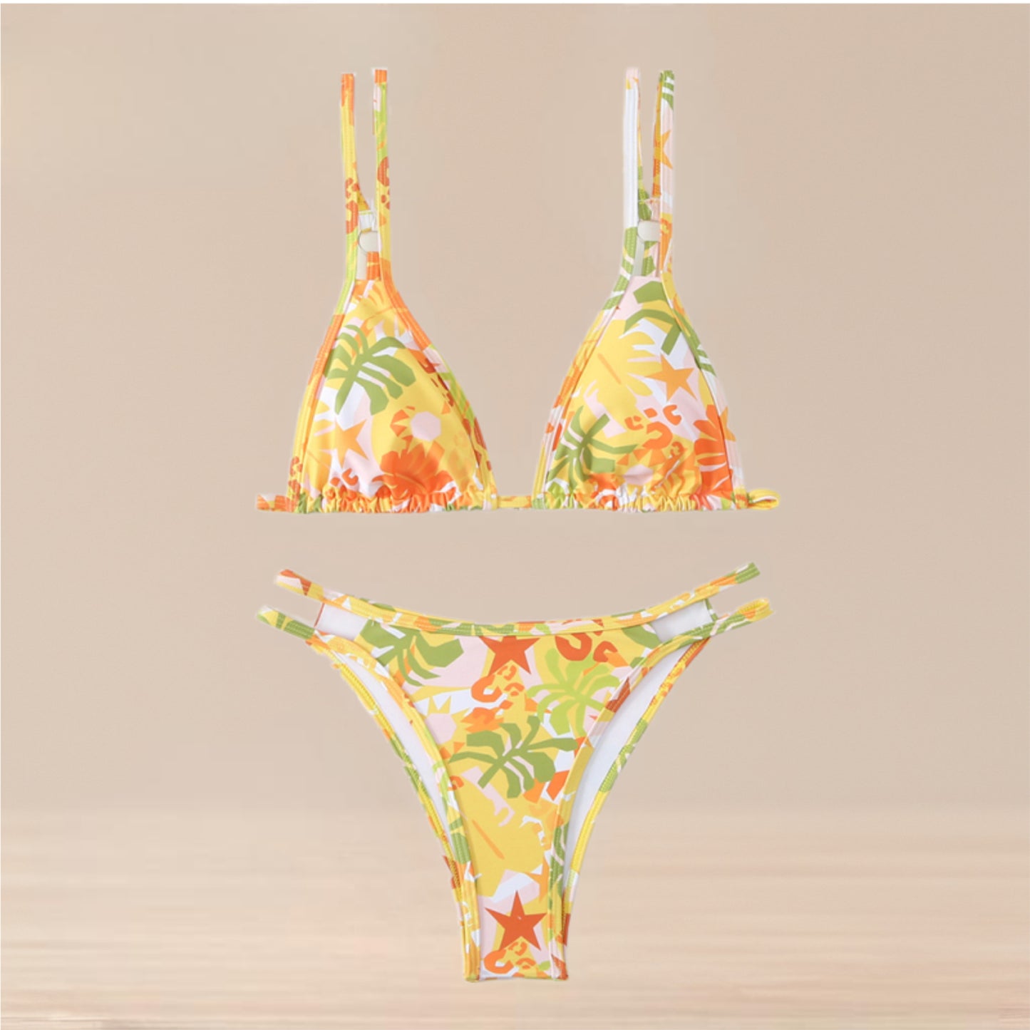 Floral Double Strap Bikini Set