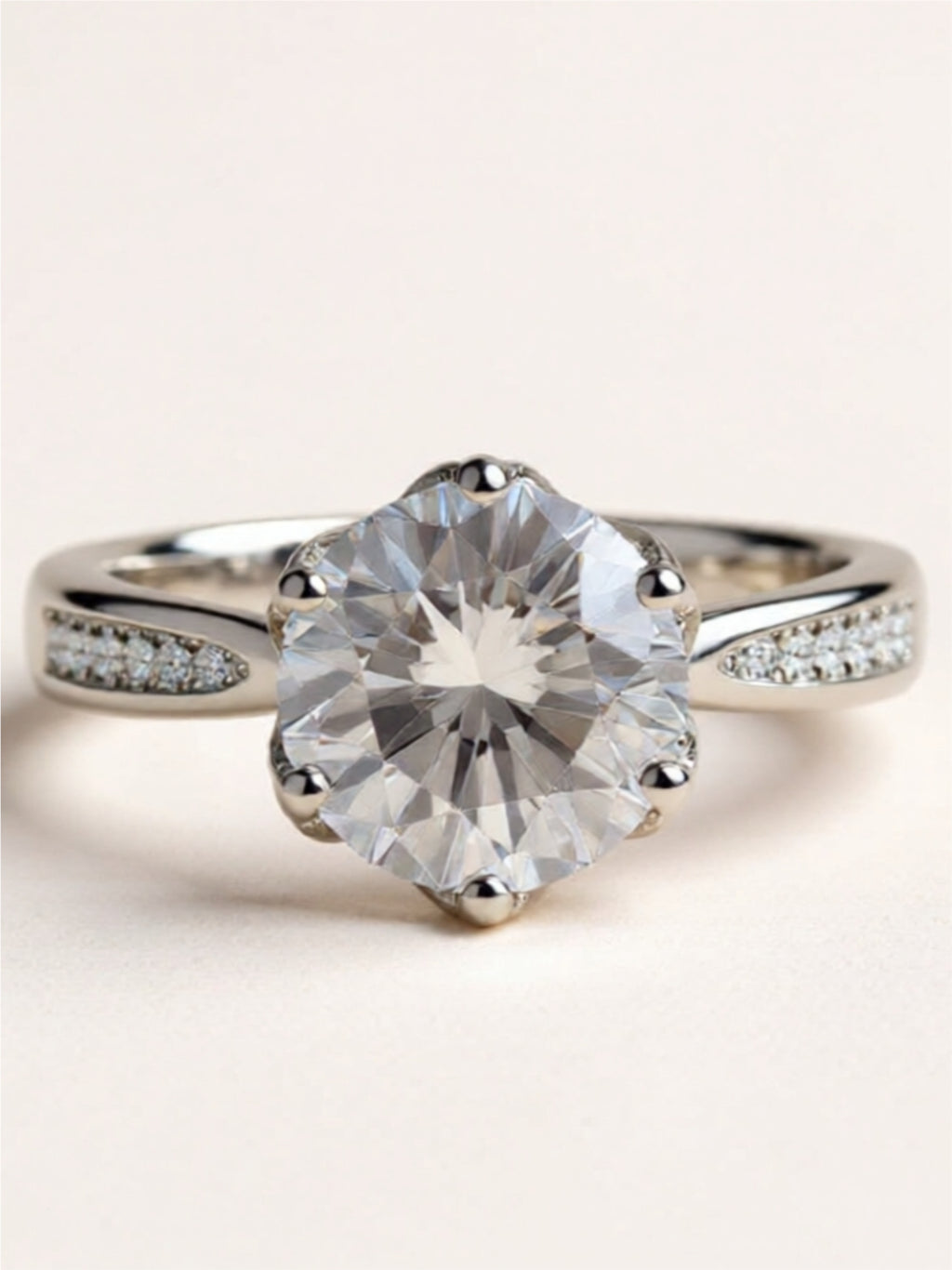 3 Carat Moissanite 925 Sterling Silver Side Stone Ring